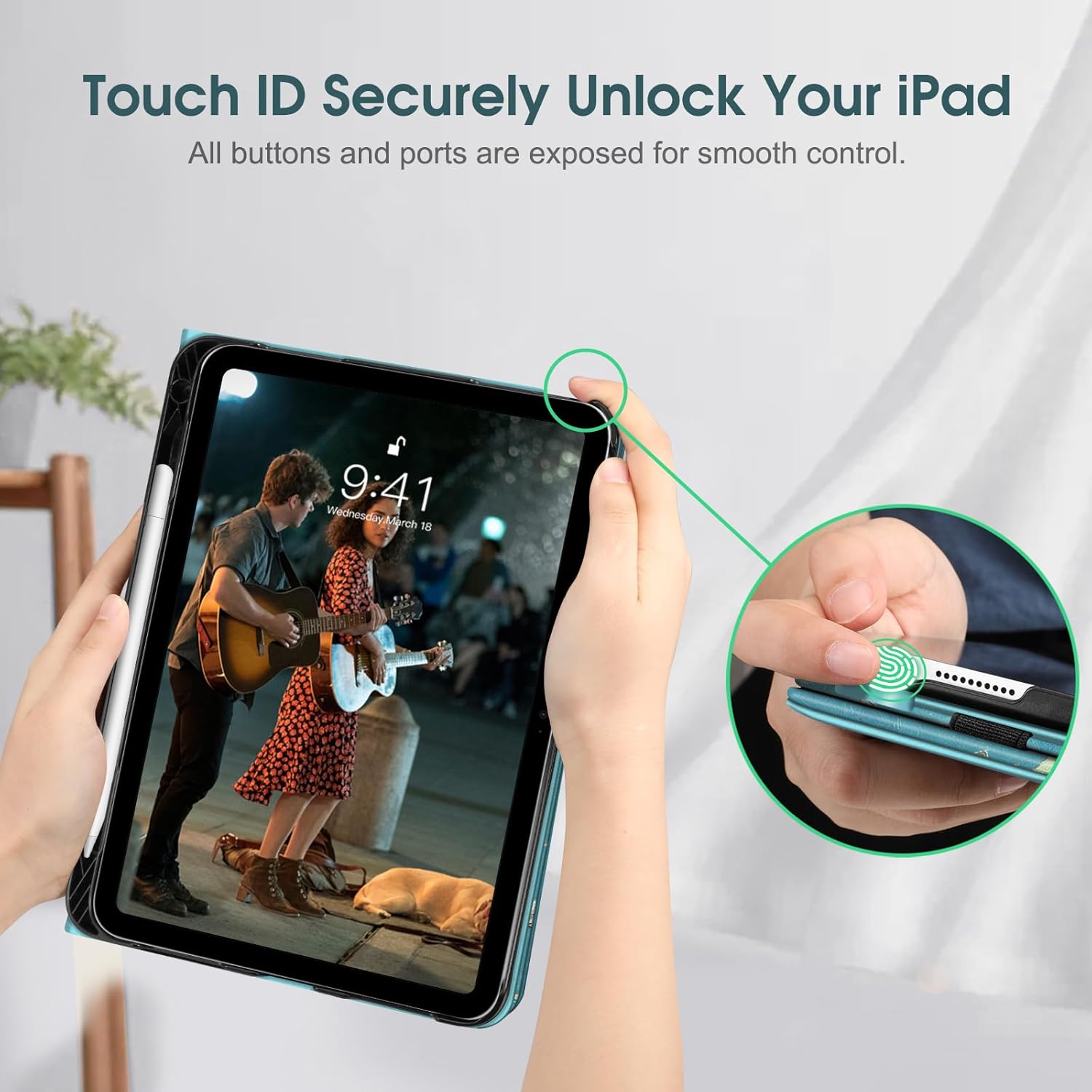 Thumbnail 6 de FINTIE Case for iPad (A16) 11th Gen 11-Inch & 10th Gen 10.9-Inch Case with Pencil Holder, Stand, Auto Sleep/Wake, Blossom