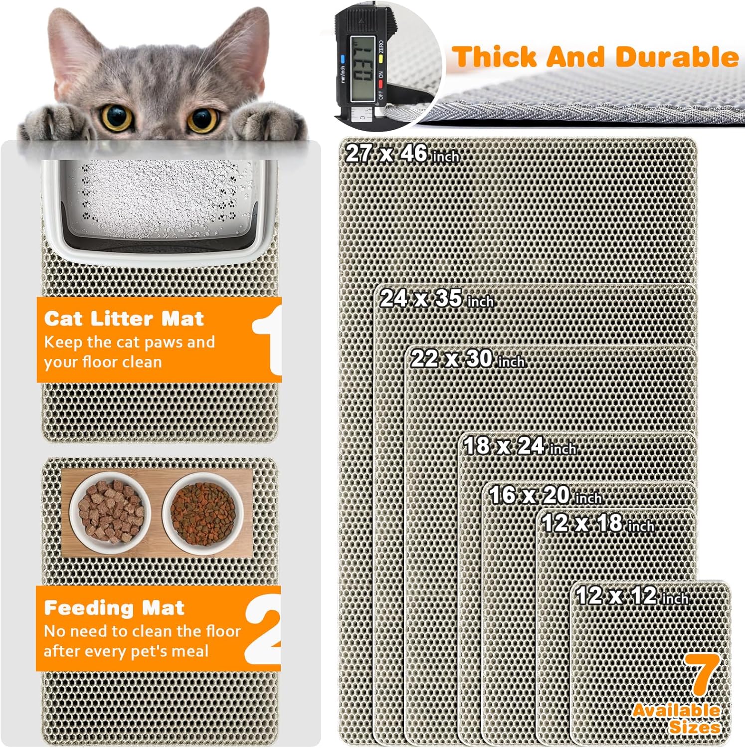 Thumbnail 1 de blissstorm Blissstorm Katzenklo Matte 60x90 cm – doppellagige EVA-Einstreuunterlage gegen Nässe & Geruch