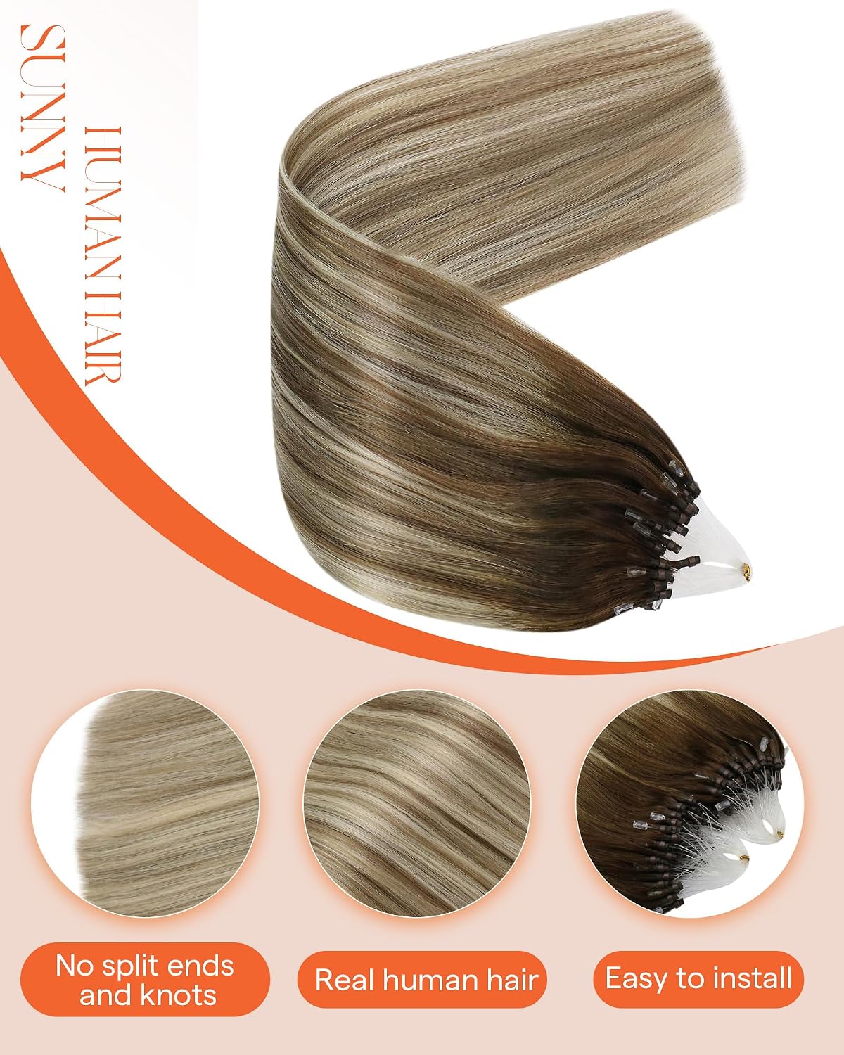 Detalle 2 de Sunny Hair Micro Link Hair Extensions 18inch 💇♀