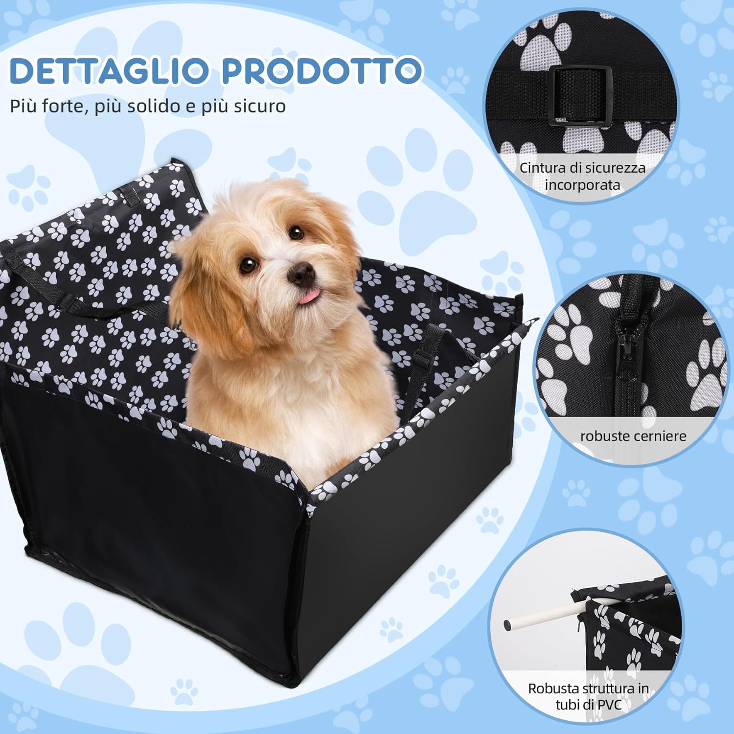 Thumbnail 4 de Seggiolino Auto Cane 3 in 1 Rialzato e Pieghevole 68x57x33 cm – Trasportino Impermeabile