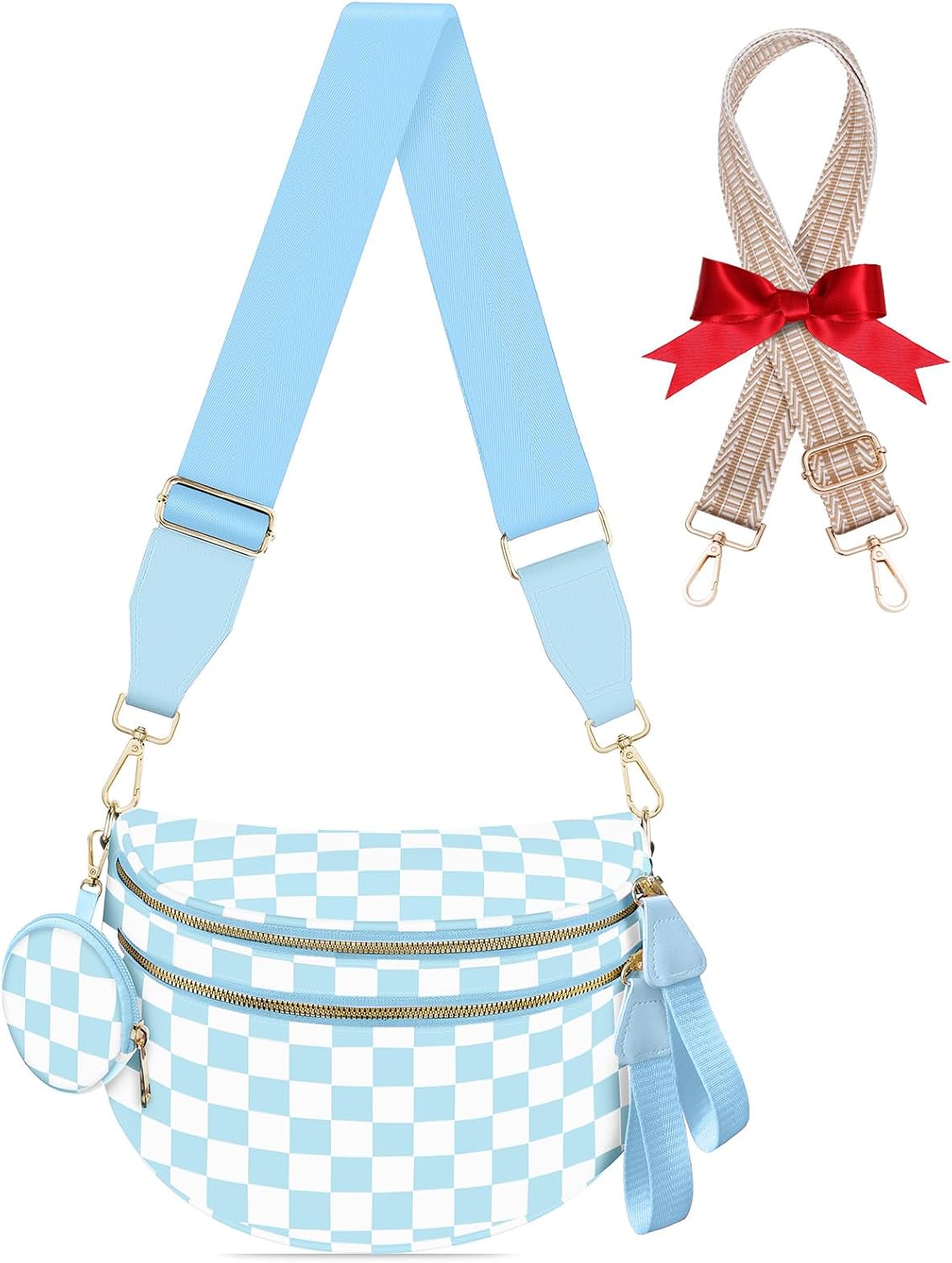 Detalle 2 de Rose Checkered Bum Bag with Removable Wallets