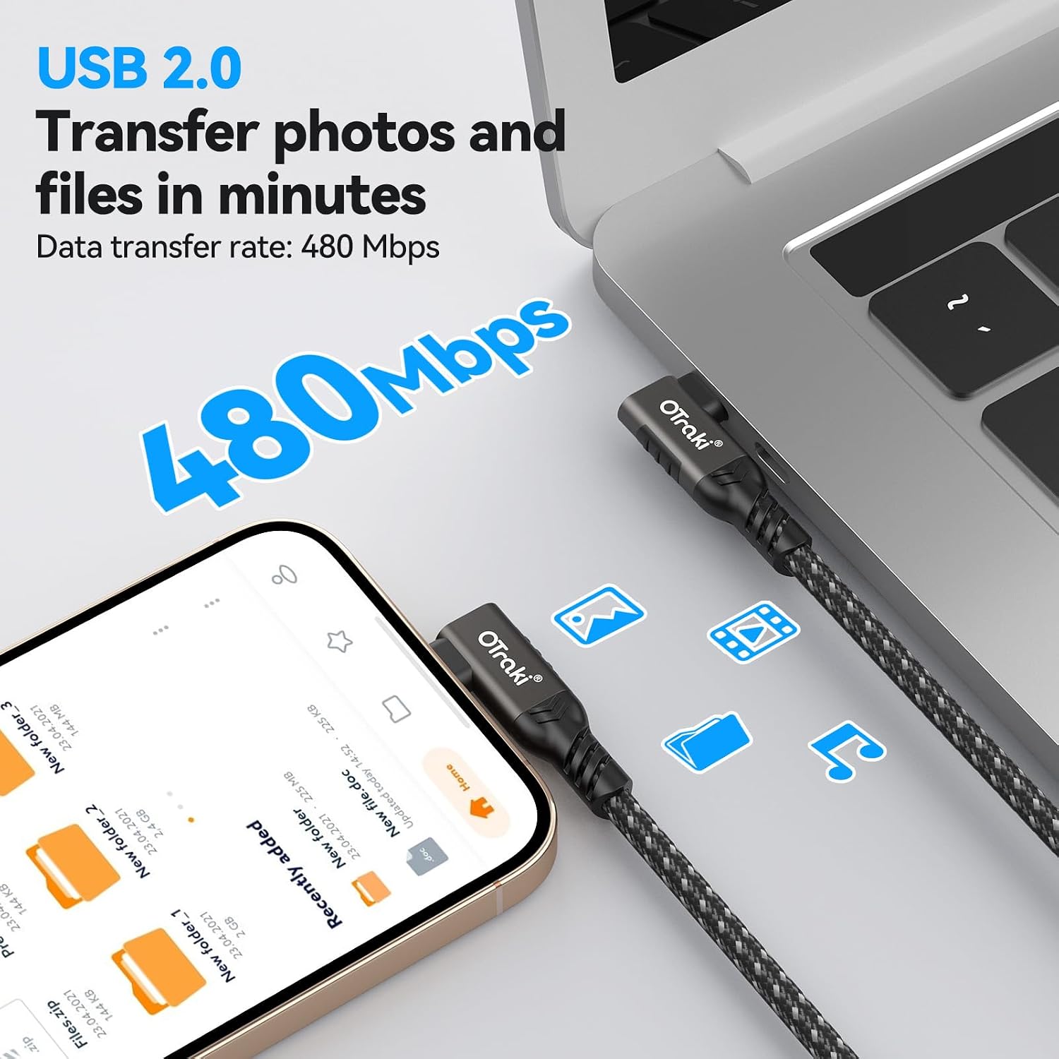 Detalle de OTraki Cavo USB C 90° 0.2m