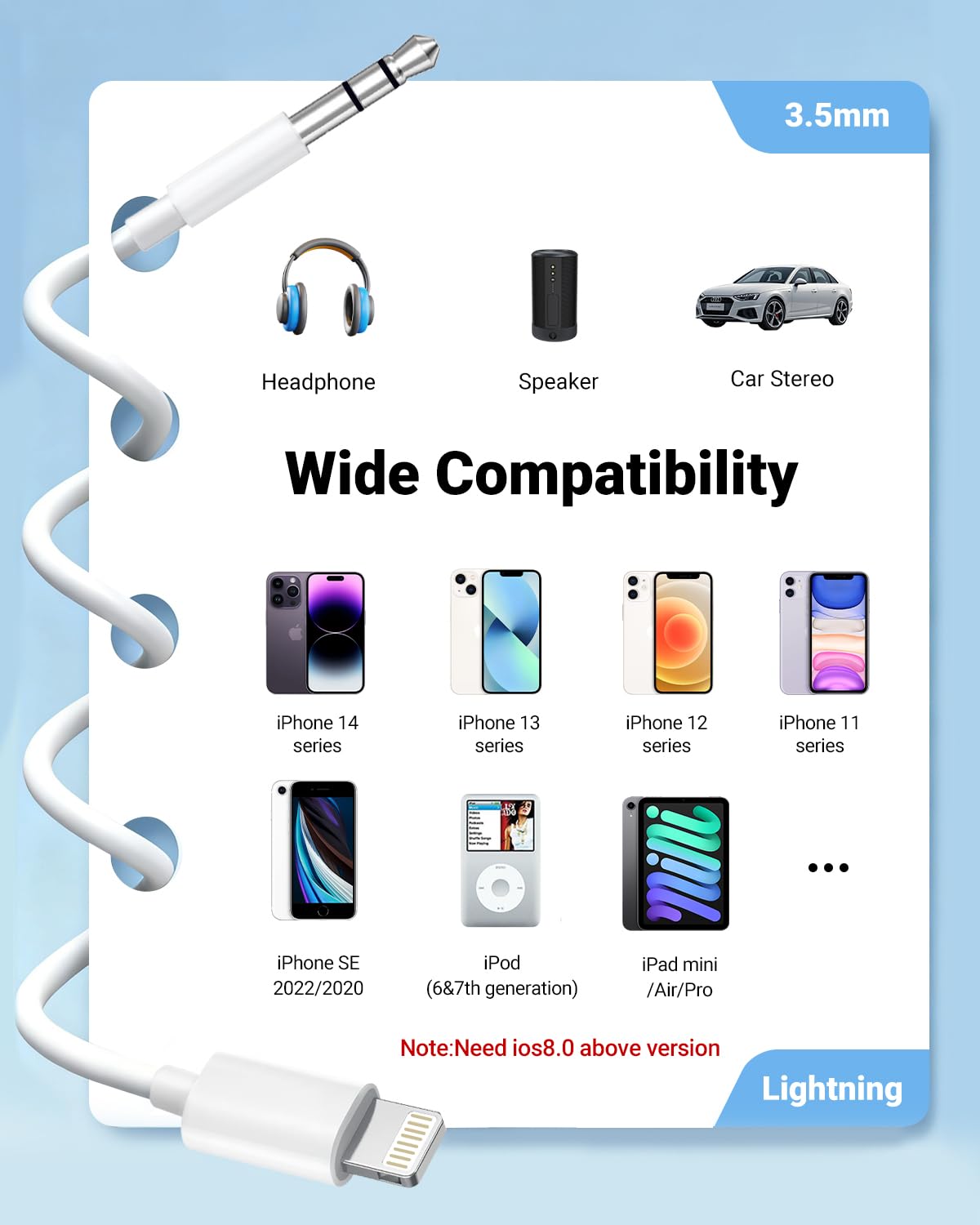 Thumbnail 5 de Seulliya Lightning to 3.5mm AUX Cable 3.3ft