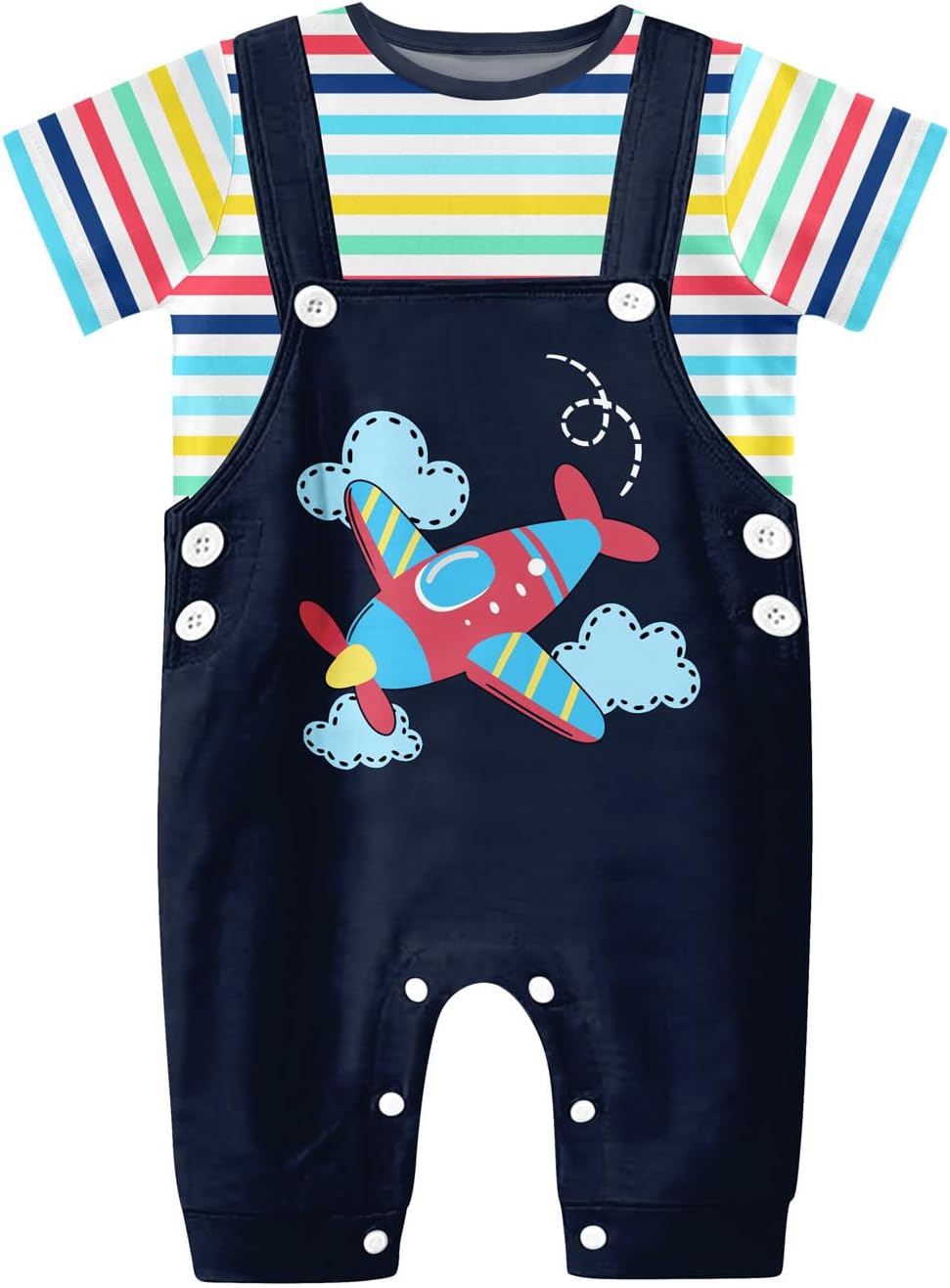 Detalle de SFreeBo Infant Baby Boys Clothing Sets 2pcs: 100% Cotton Romper and Dungarees for 0–24 Months