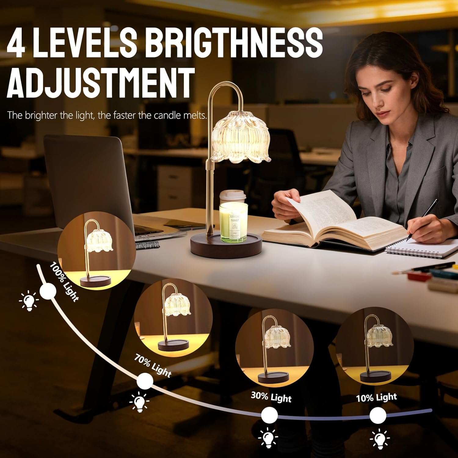 Thumbnail 3 de Geezo Electric Candle Warmer Lamp with Timer & Dimmer (50W)