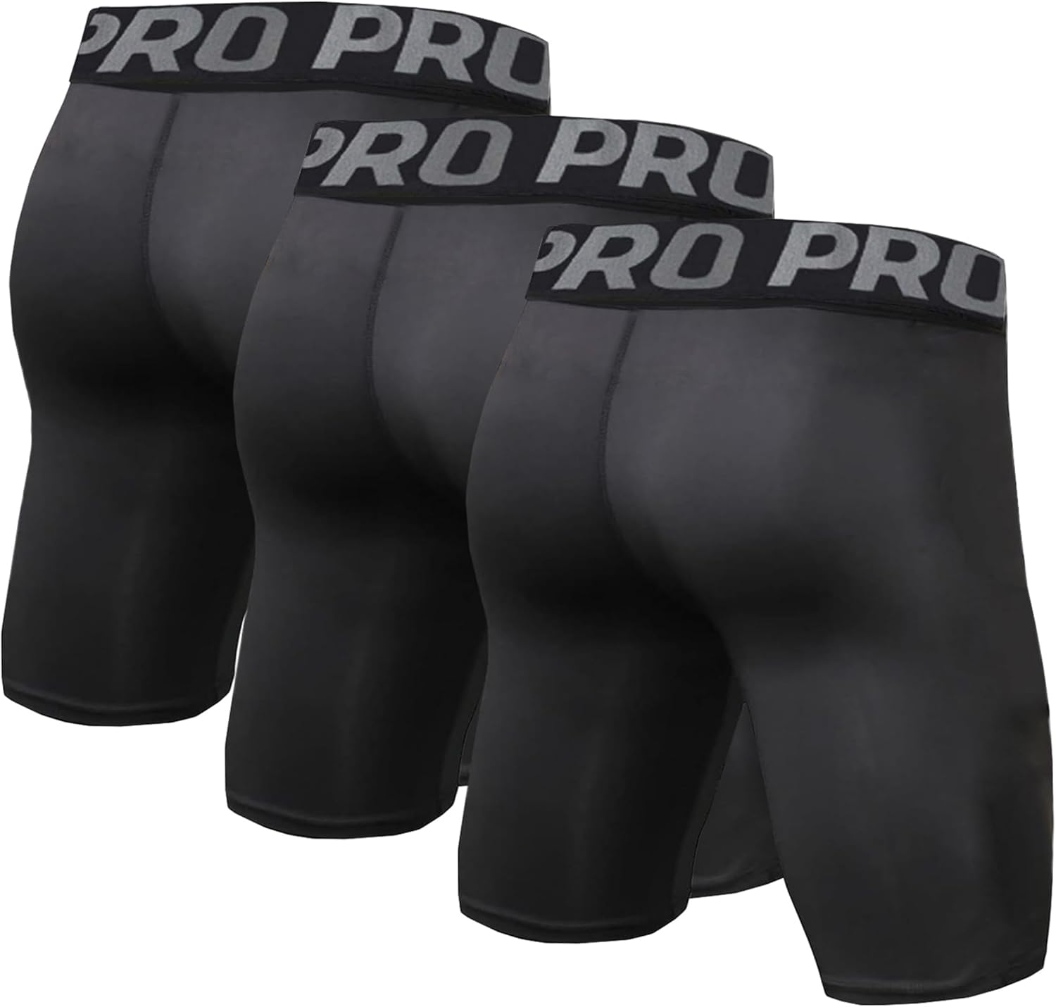 Detalle de Compression Shorts Mens 3 Pack – Anti-Chafe Base Layer for Running, Cycling and Workout