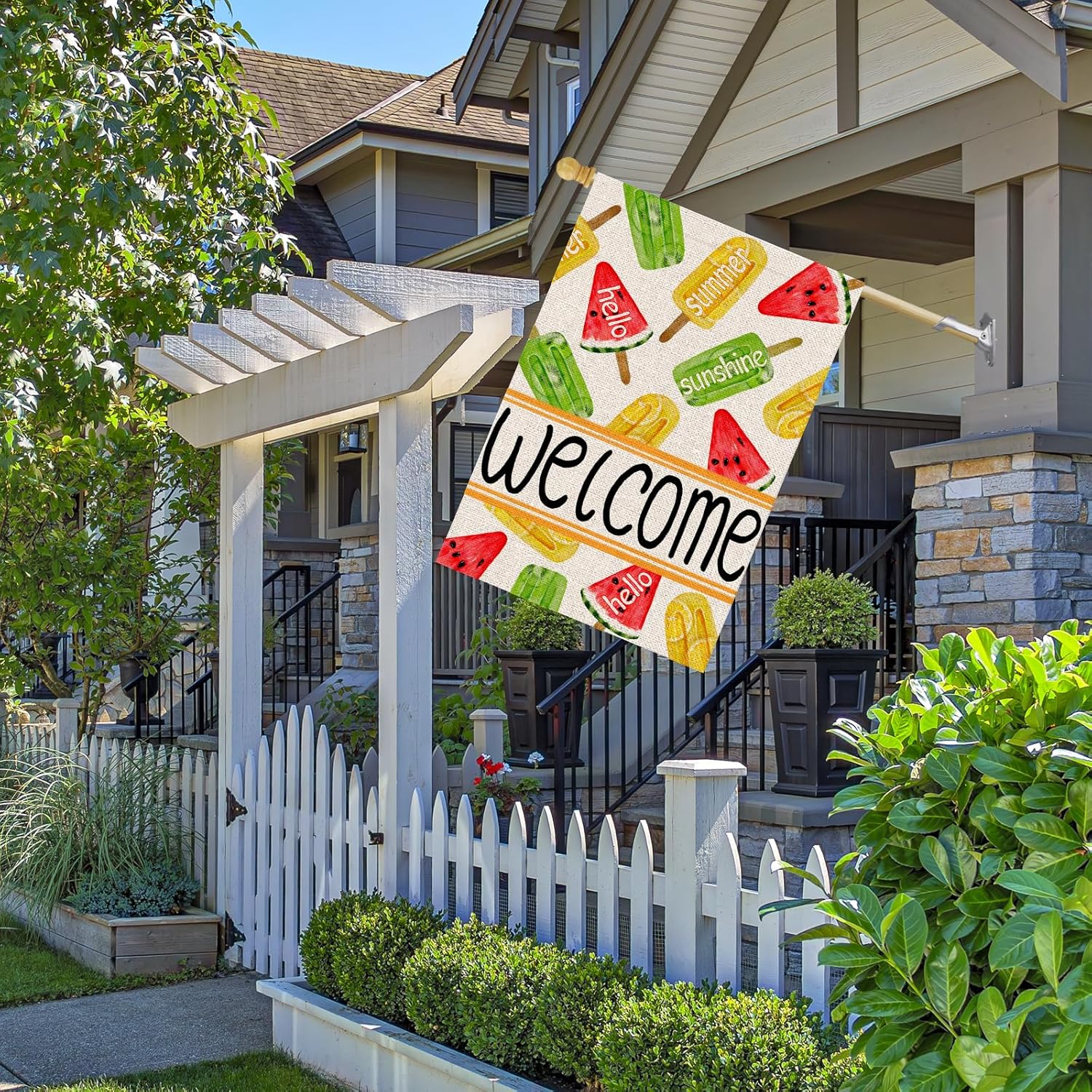 Detalle de FUYUCHEN Summer Garden Flag 12x18 Inch popsicles outdoor flag 🏳