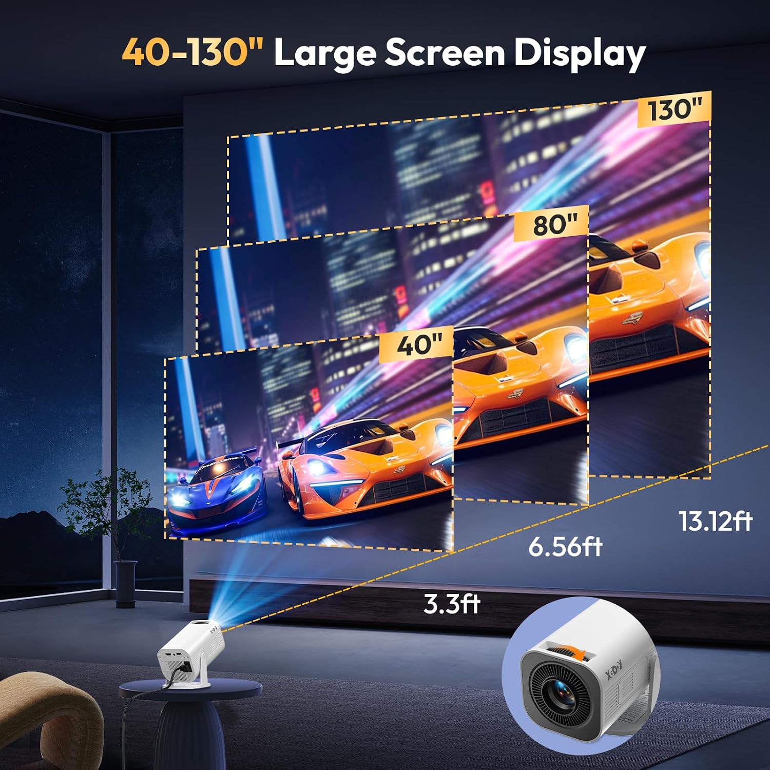 Thumbnail 6 de XGODY Mini Projector Pro 2026: 12000 Lumen Android 11, Native 720P, 4K/1080P Support, WiFi 6, Auto Keystone, 0.9:1 Short-Throw