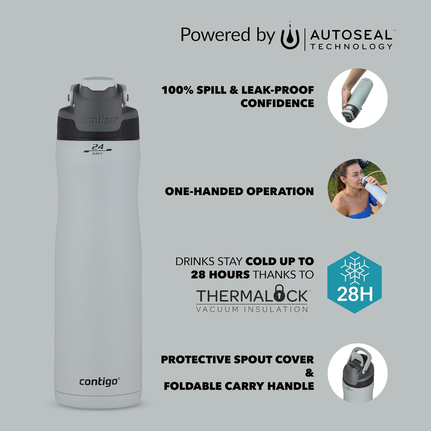 Thumbnail 3 de Contigo Autoseal Chill: bottiglia in acciaio inox da 720 ml con sistema Autoseal