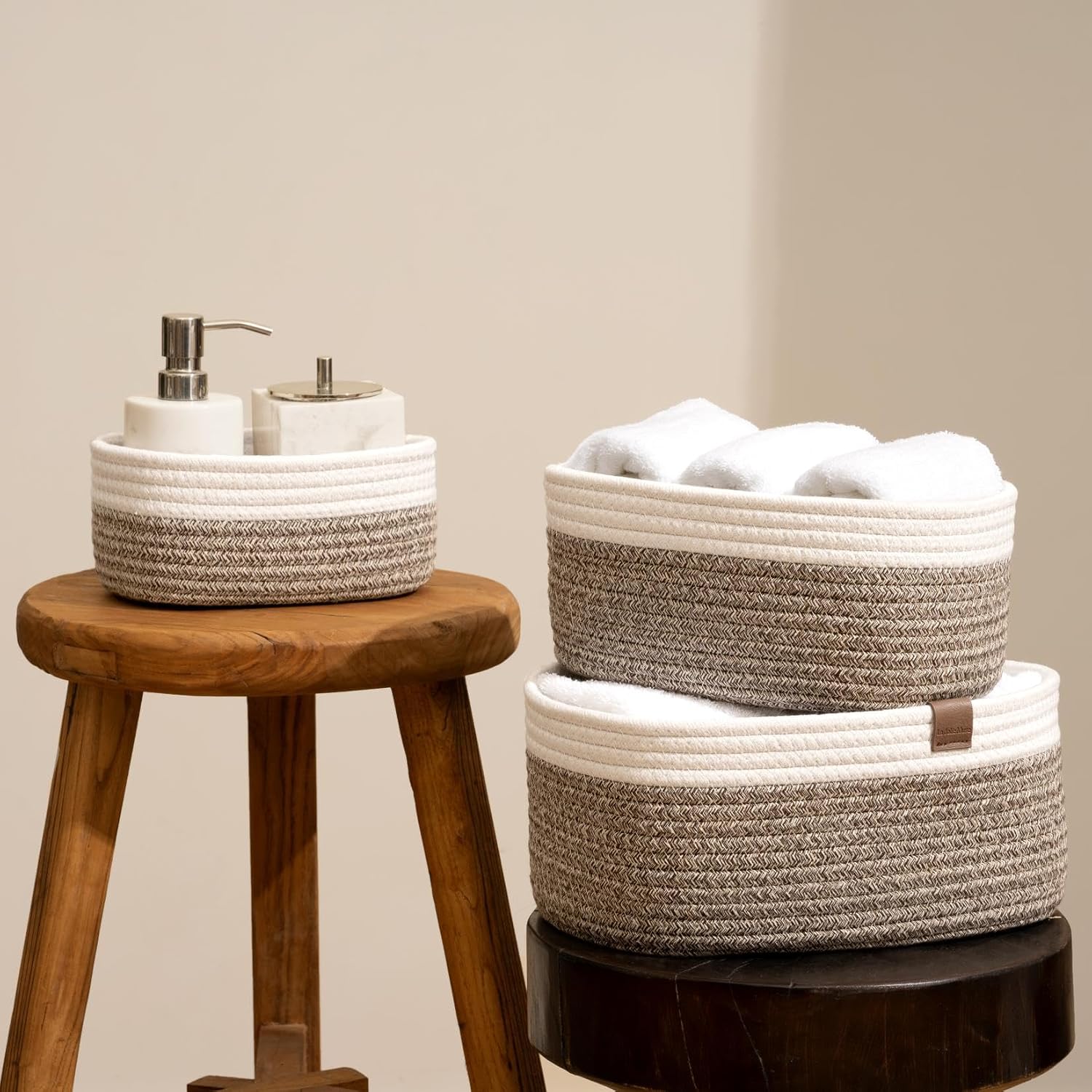 Thumbnail 2 de LA JOLIE MUSE Rope Storage Baskets set of 3 — woven organiser