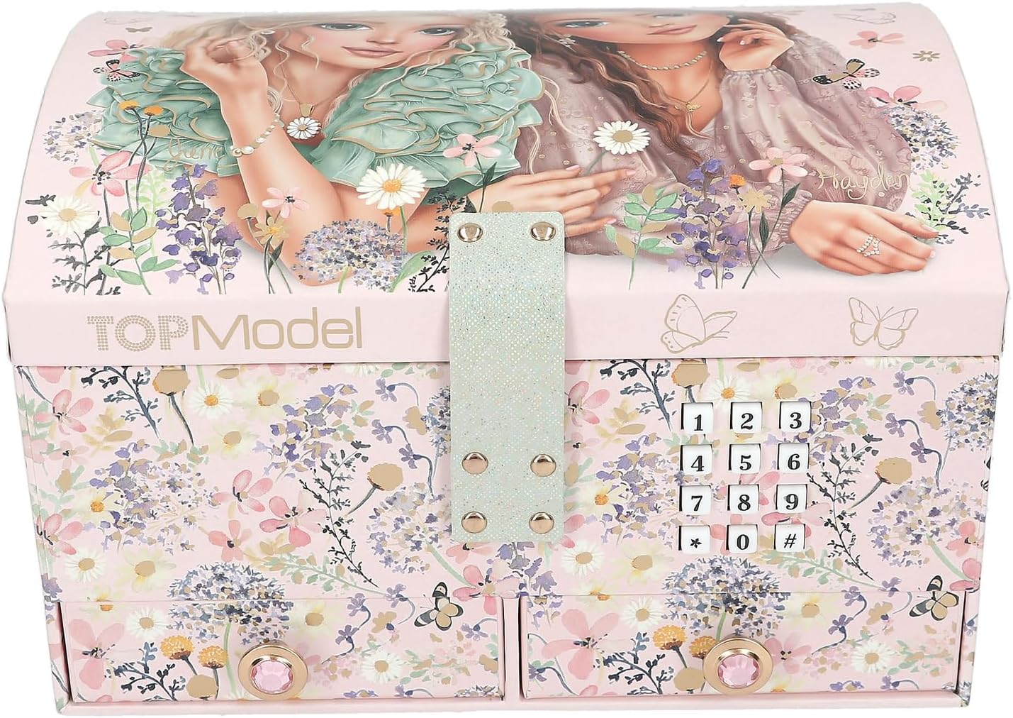 Detalle de Depesche TOPModel Summer Feeling – Großes Schmuckkästchen in Rosa mit Code, Spiegel und Sound