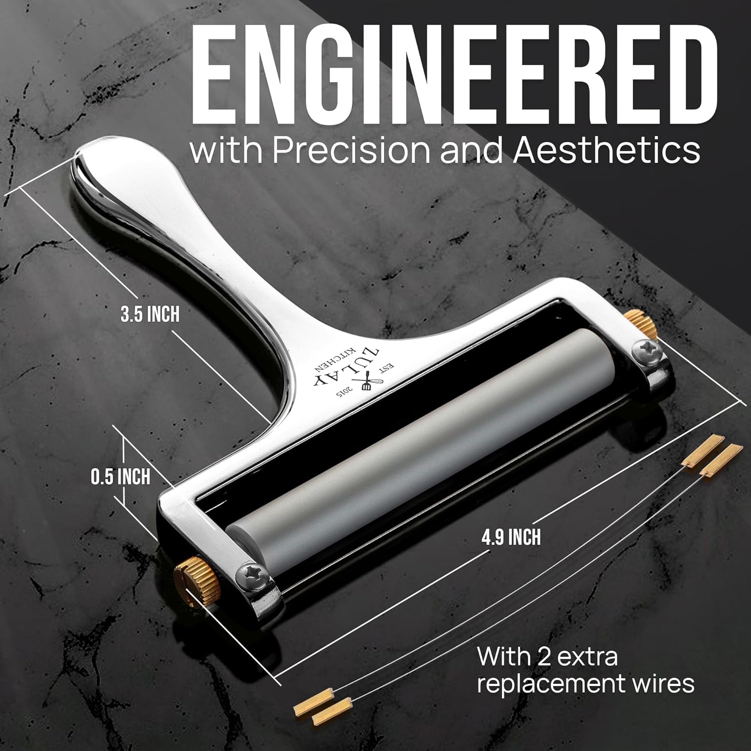 Thumbnail 1 de Zulay Kitchen Stainless Steel Wire Cheese Slicer with Adjustable Thickness and 2 Extra Wires