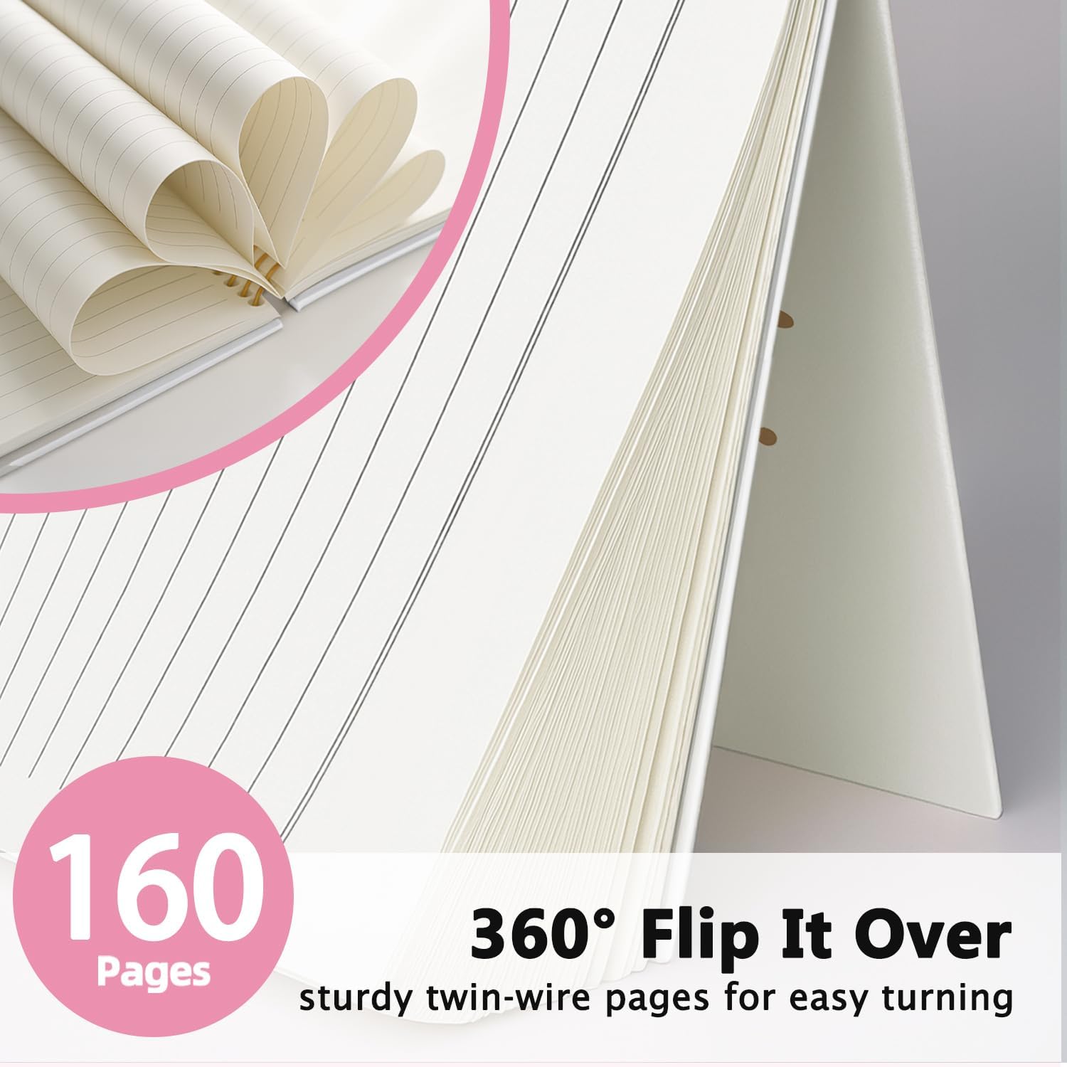 Detalle de LIANGW Coquette Beige Bow Christian Journal, Hardcover Spiral Notebook, 80 Pages