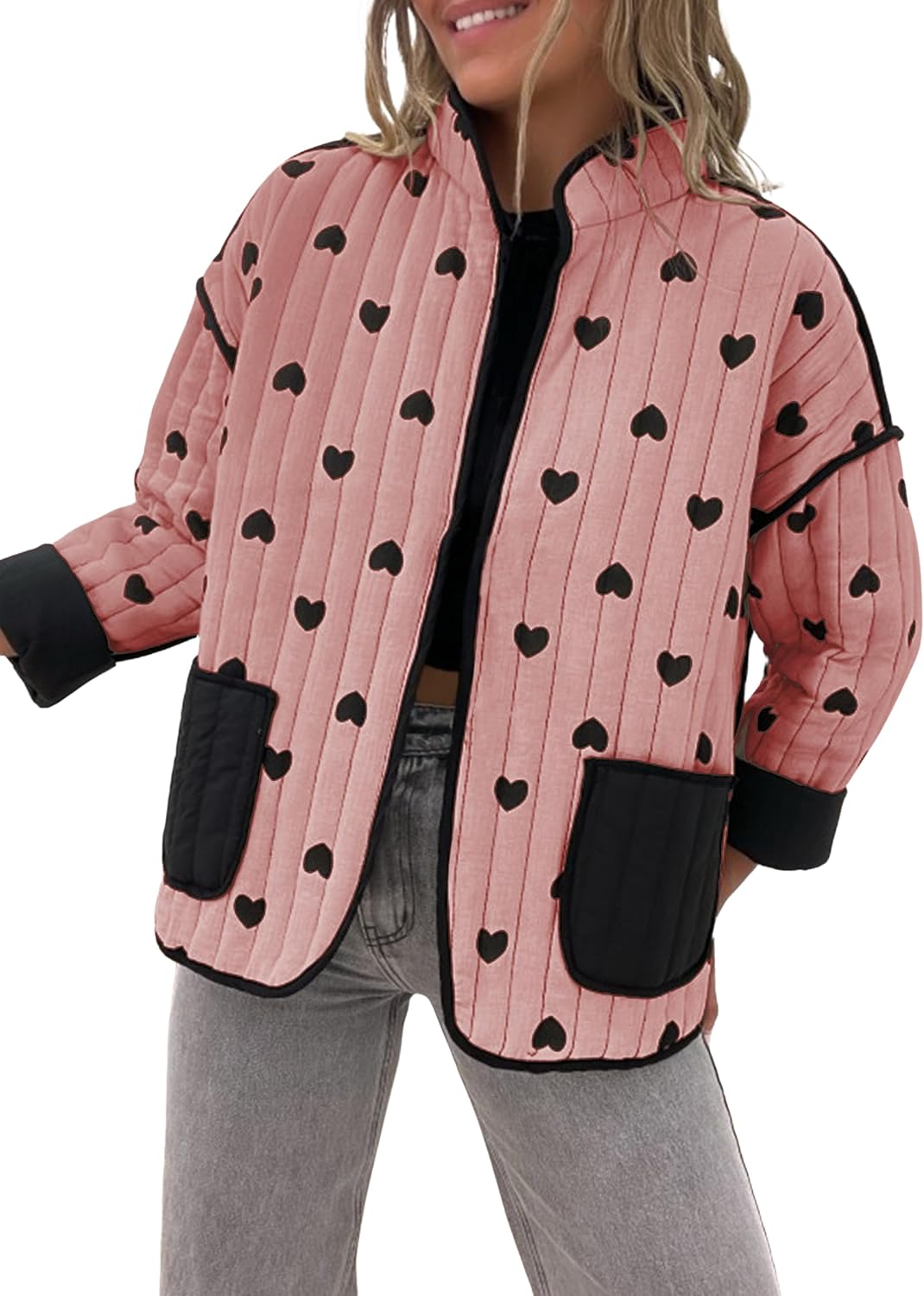 Detalle 2 de Omoone Cropped Quilted Floral Puffer Jacket