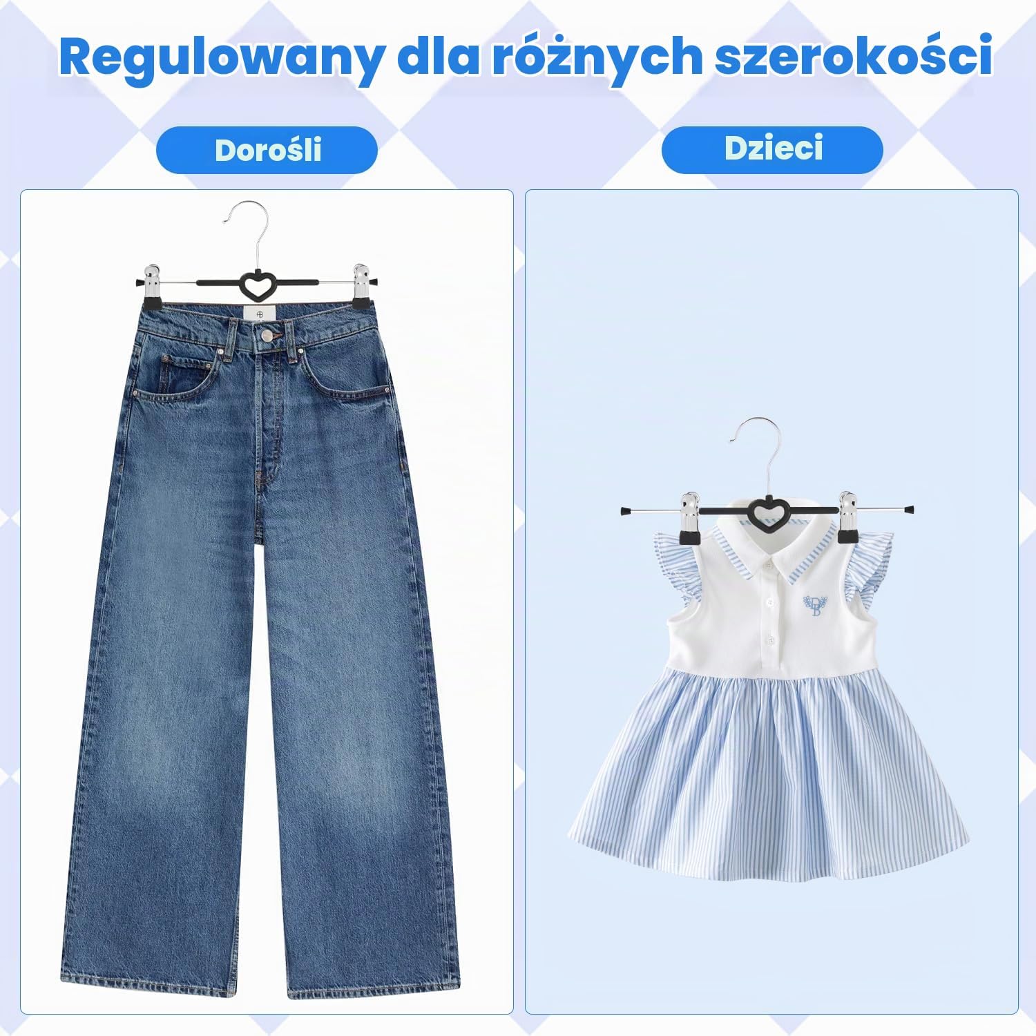 Detalle 2 de Yoxovo metalowe wieszaki na spodnie 30 cm, 10 szt., regulowane klipsy