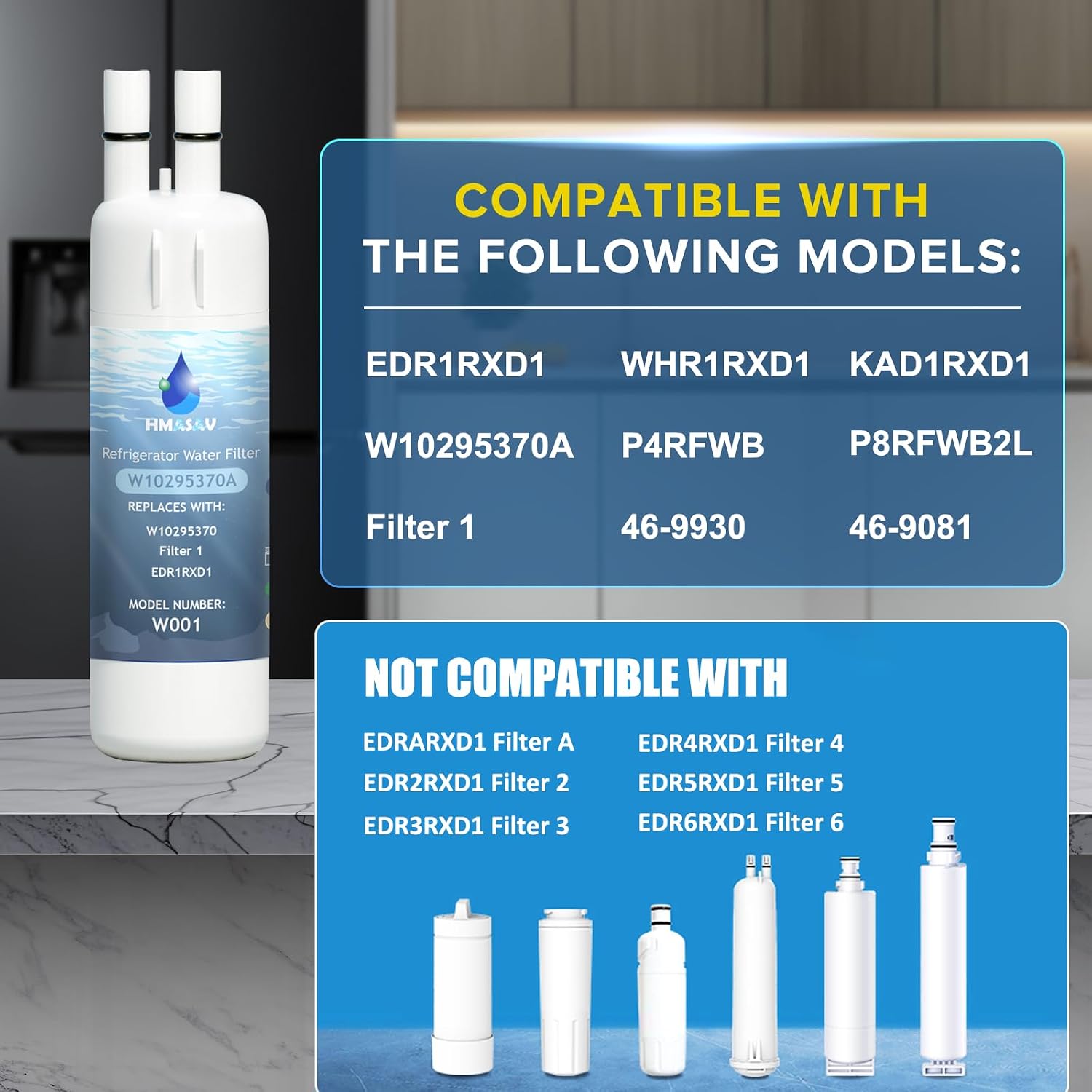 Detalle de HMASAV EDR1RXD1 Replacement for Everydrop 1: Affordable, Certified Filtration for Whirlpool & More