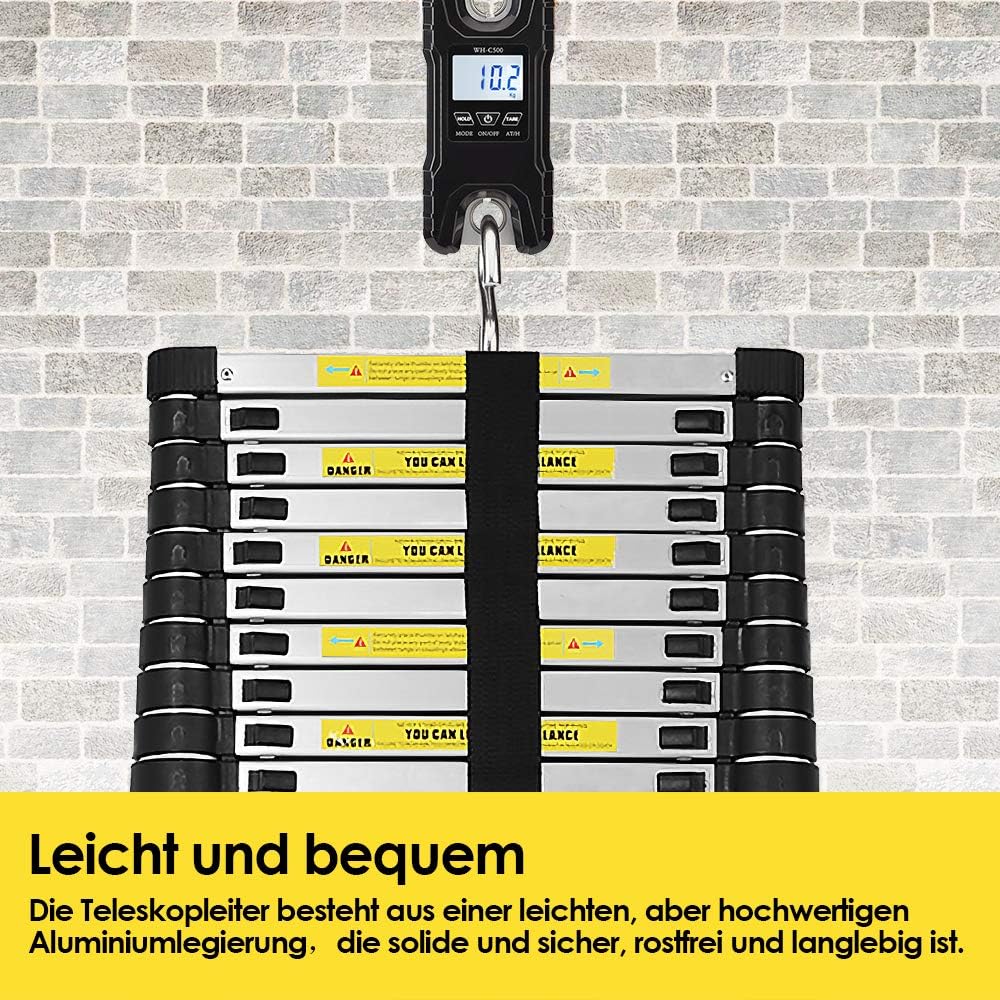 Thumbnail 3 de Joparri Aluminium Teleskopleiter (ausziehbar) 3,8 m, 13 Stufen – bis 150 kg