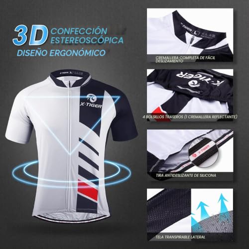 Thumbnail 2 de X-TIGER Conjunto Ciclismo Hombre Maillot Culotte: comodidad y seguridad para rutas largas