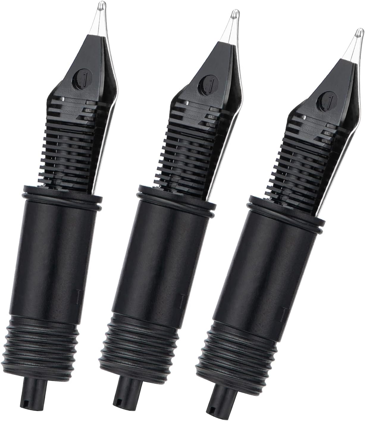 Detalle 2 de Lanxivi set of 3 Jinhao 100 extra fine nib units (size #6) with black section and silver trim