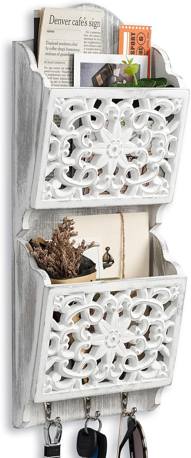 Detalle de Optyuwah 2 Layer Key Holder for Wall: brievenhouder met 3 haken