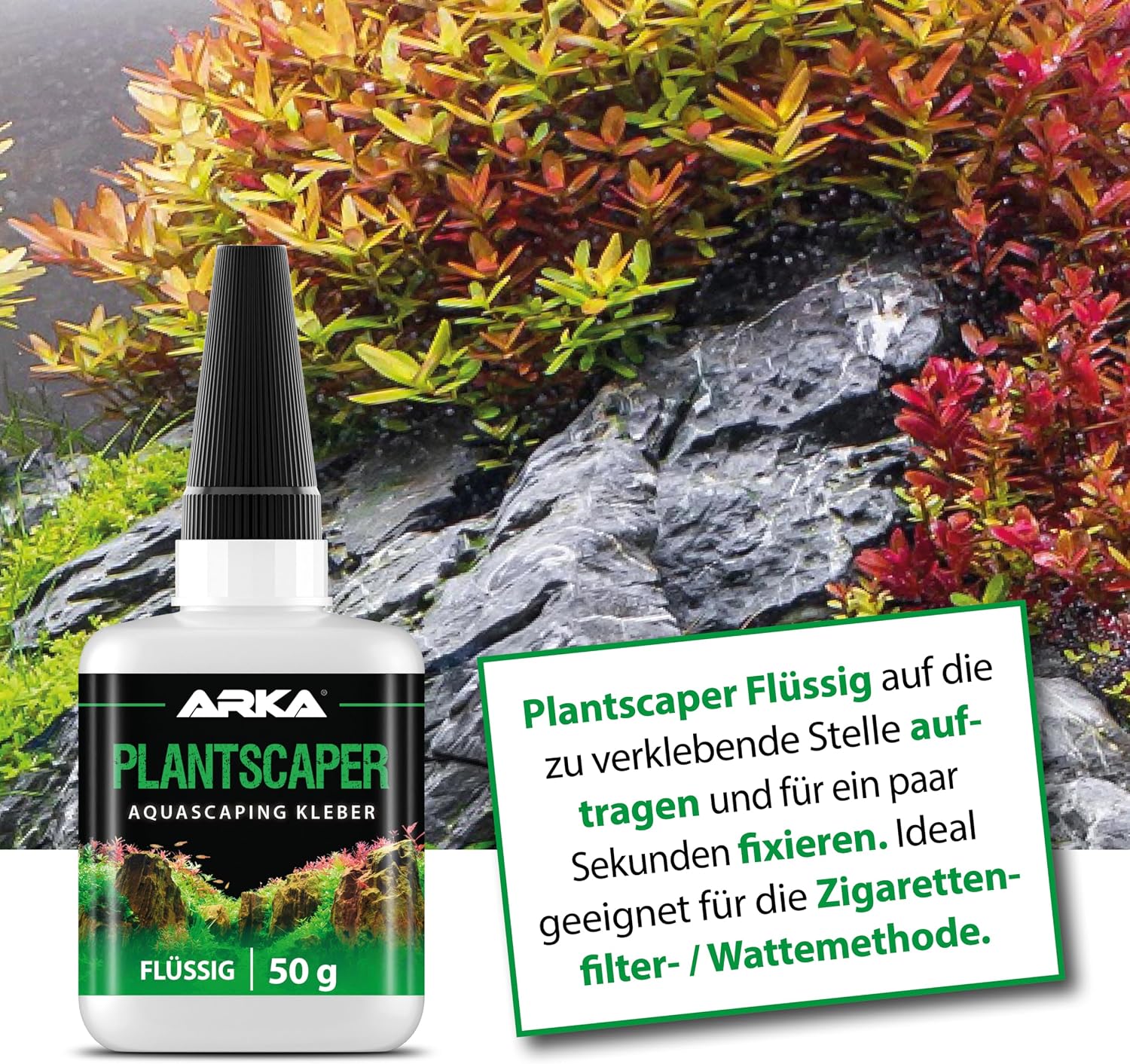 Detalle 2 de Flüssiger Pflanzenkleber Aquarium 50 g – ARKA Plantscaper für feine Verklebungen im Aquascaping