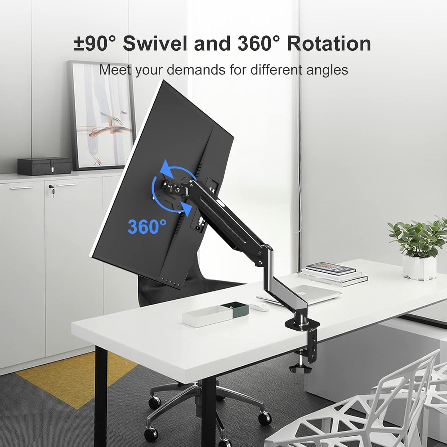 Thumbnail 3 de Suptek Supporto per Monitor a Braccio con Molla a Gas regolabile in altezza (17–32") VESA 75/100, fino a 10 kg, nero opaco