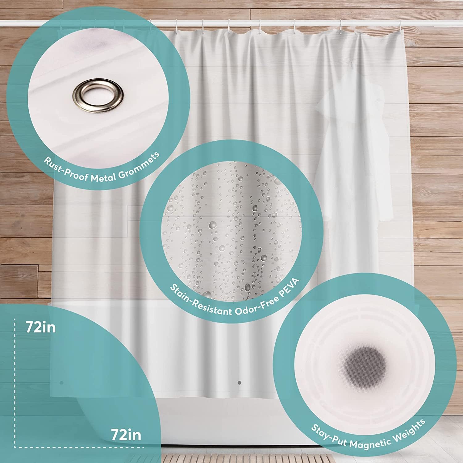 Thumbnail 2 de BigFoot Shower Curtain Liner 72 x 84 PEVA