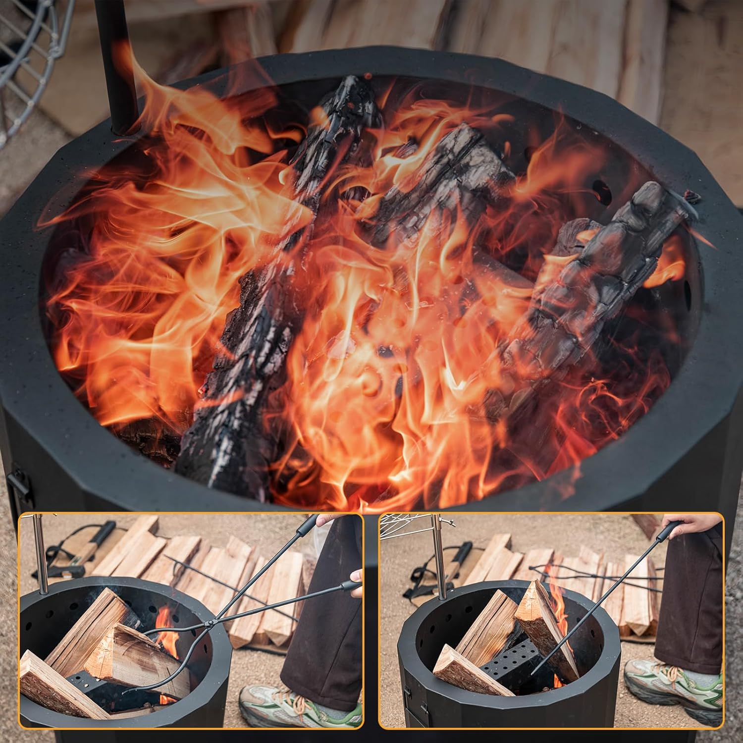 Thumbnail 5 de CHANGE MOORE CHANGEMOORE Smokeless Fire Pit – 19.6 inch triple burn wood stove for patio & camping