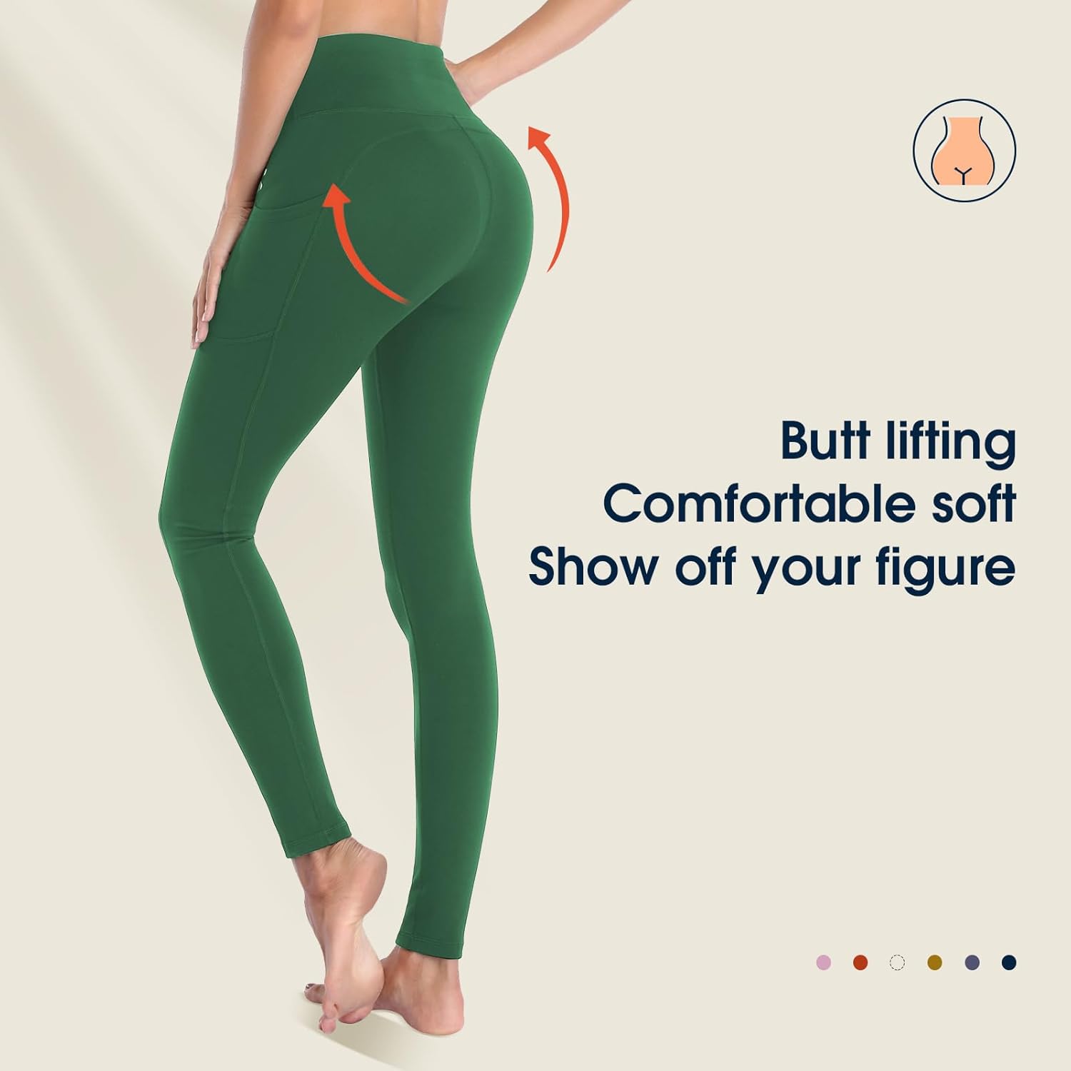 Thumbnail 2 de Occffy Legging de Sport Femme Pantalon de Yoga avec Poches – Taille Haute et Poches Intérieures