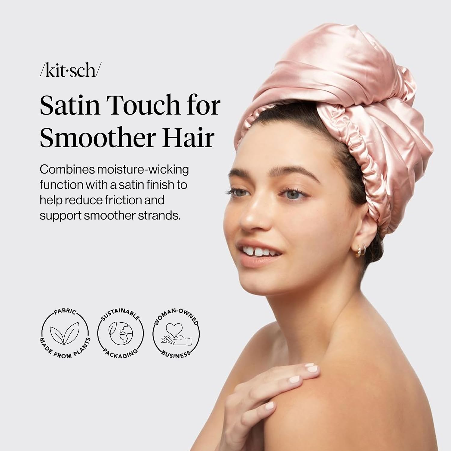 Detalle de Kitsch Satin Microfiber Hair Towel Wrap Blush