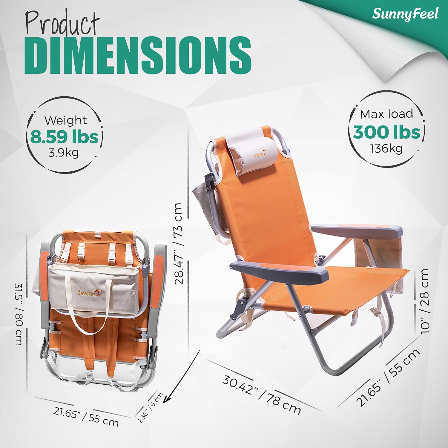 Thumbnail 1 de SUNNYFEEL Low Beach Chair 2 Pack: 5-Position Lay Flat, Portable Folding Chairs with Cooler Bag