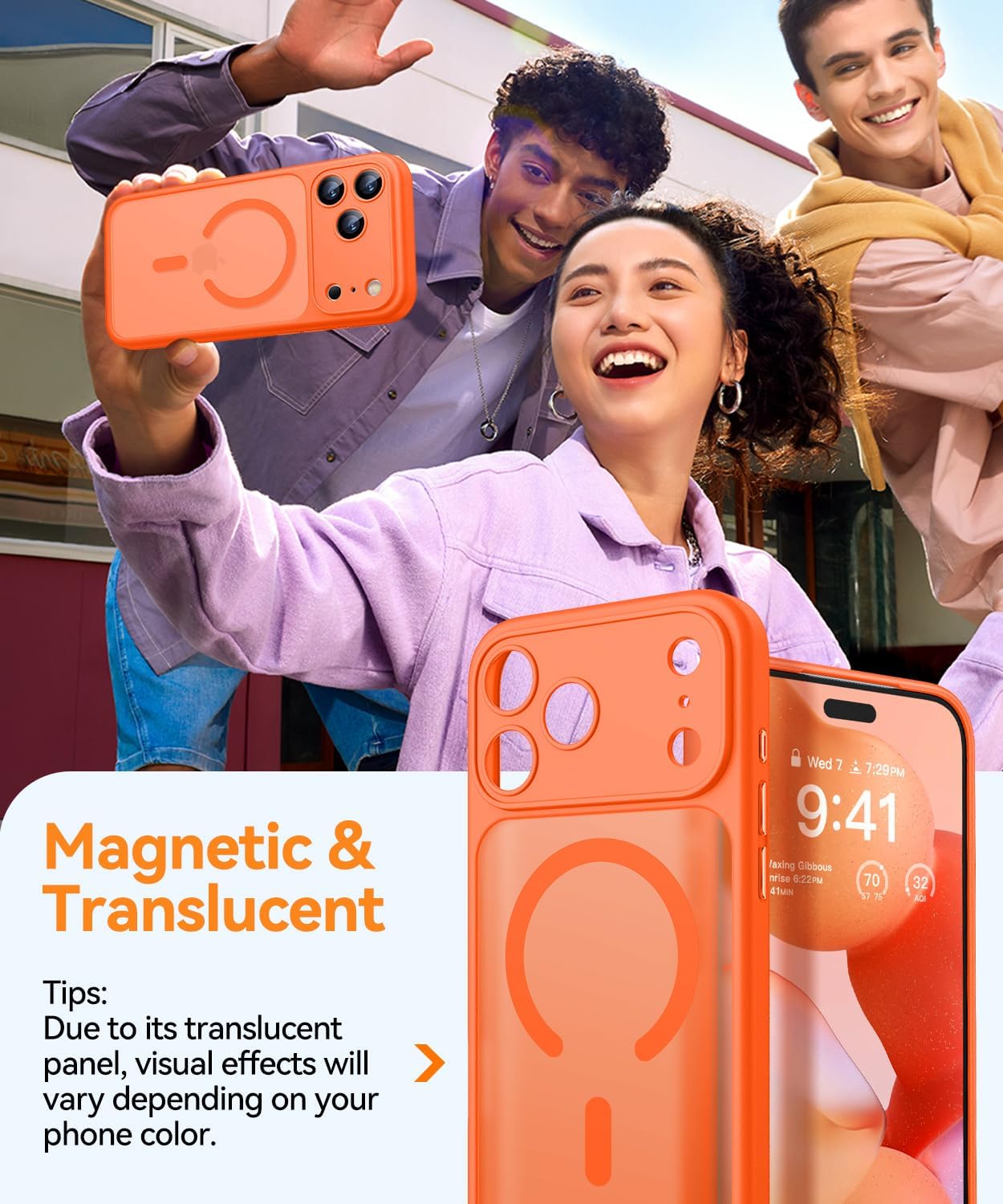 Thumbnail 2 de CANSHN Cover magnetica per iPhone 17 Pro Max (6,9”) compatibile MagSafe, arancione