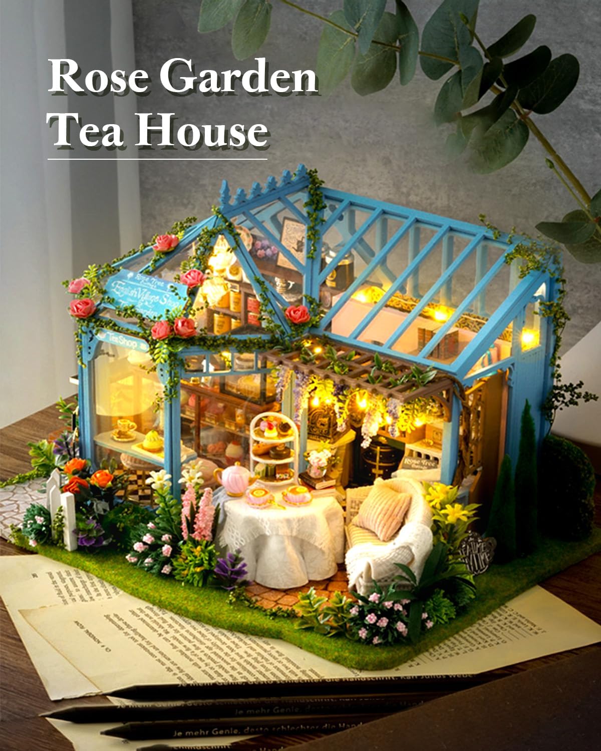Detalle de Endless Limit DIY Miniatur Haus Bausatz – Rose Garden Tea House