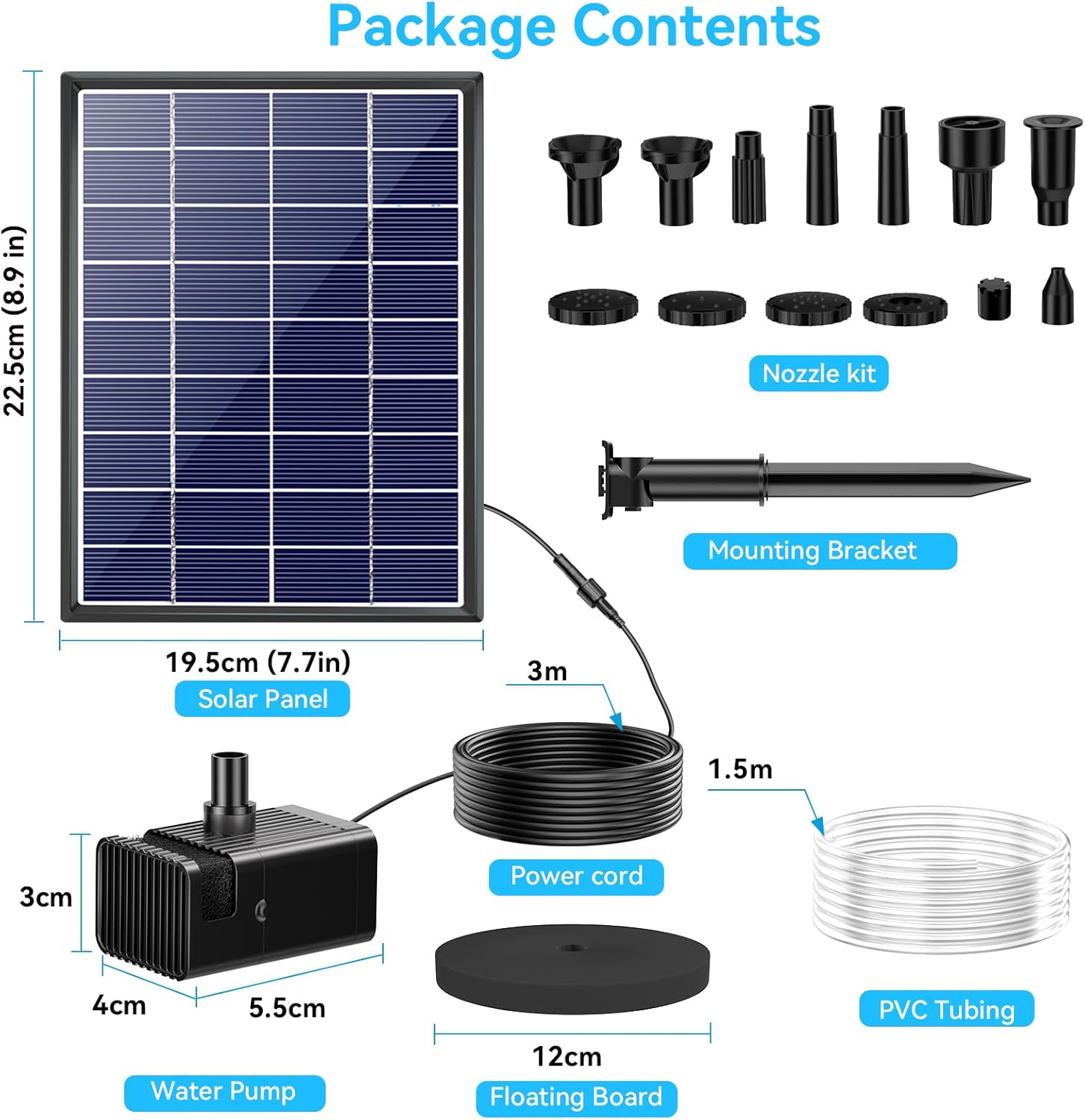 Thumbnail 5 de POPOSOAP Solar Water Fountain Outdoor — 6.5W, 250 L/h, Built-in 3000mAh Battery