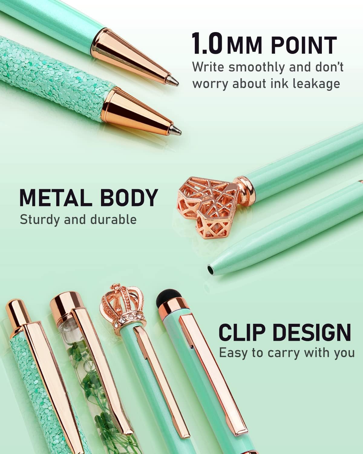 Thumbnail 4 de WEMATE 8Pcs Green Ballpoint Pens Set – Chic, Everyday Writing Gifts for Women