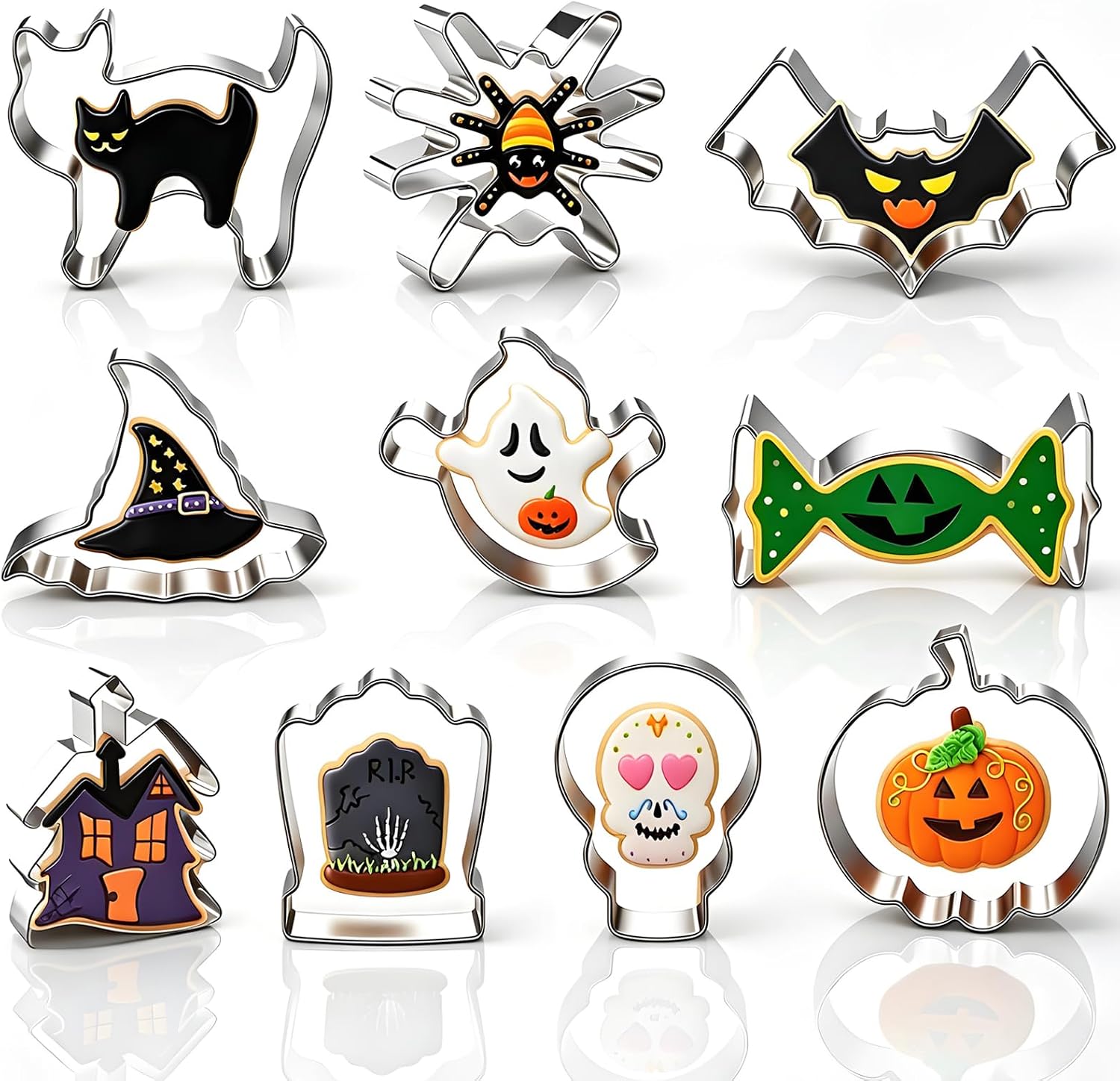 Detalle de GUO-YING GY-WM – foremki do ciastek, 10 wzorów Halloween ze stali nierdzewnej