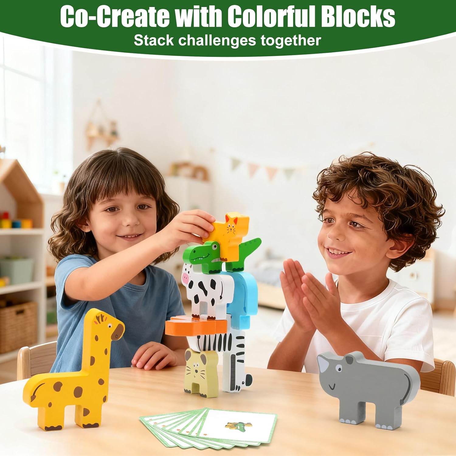 Thumbnail 5 de wokdsbl Animal Balance Wooden Toys for Toddlers – Montessori‑Style Animal Shape Stacker (9 Blocks) for 1–3+ Years