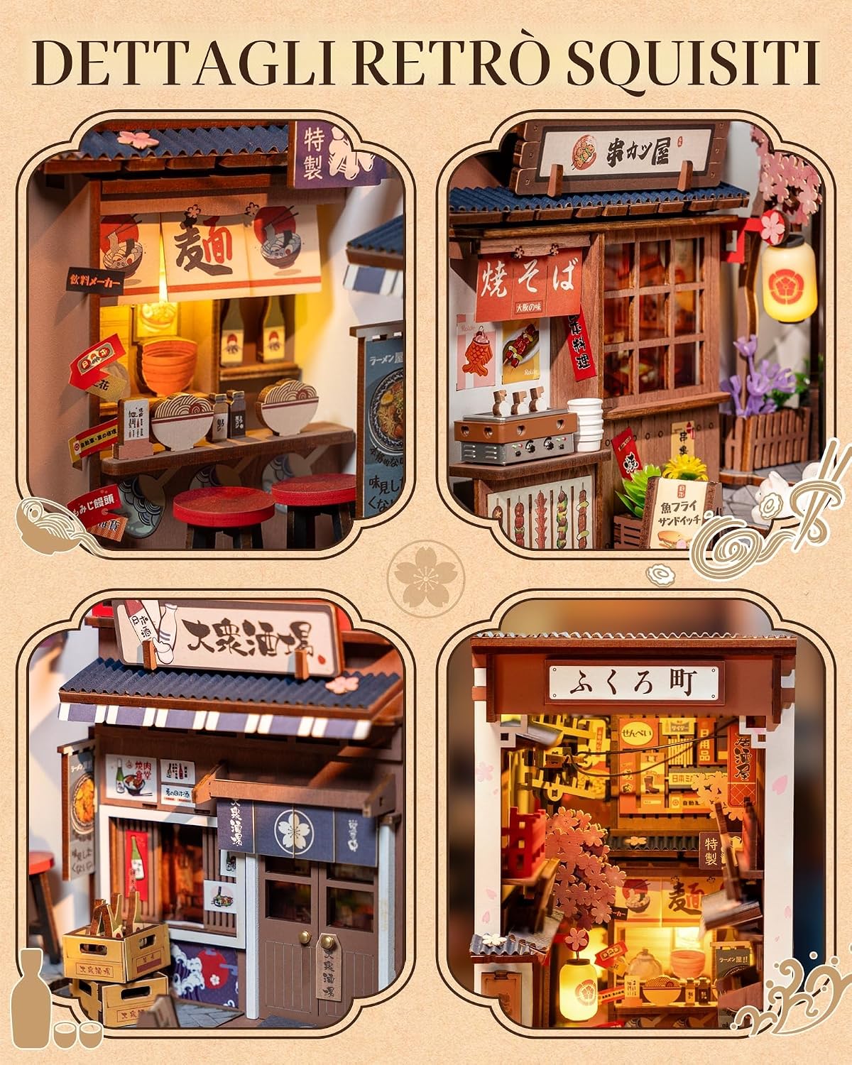Detalle 2 de ROBOTIME Book Nook Japan Sakura Wine Alley: diorama in legno con montaggio senza colla