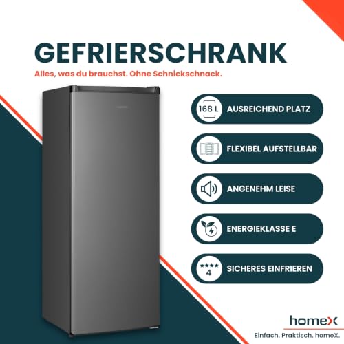 Thumbnail 1 de homeX FS1682E-S Gefrierschrank – 168 L Nutzinhalt, leiser Frei- stehender Tiefkühlschrank in Silber