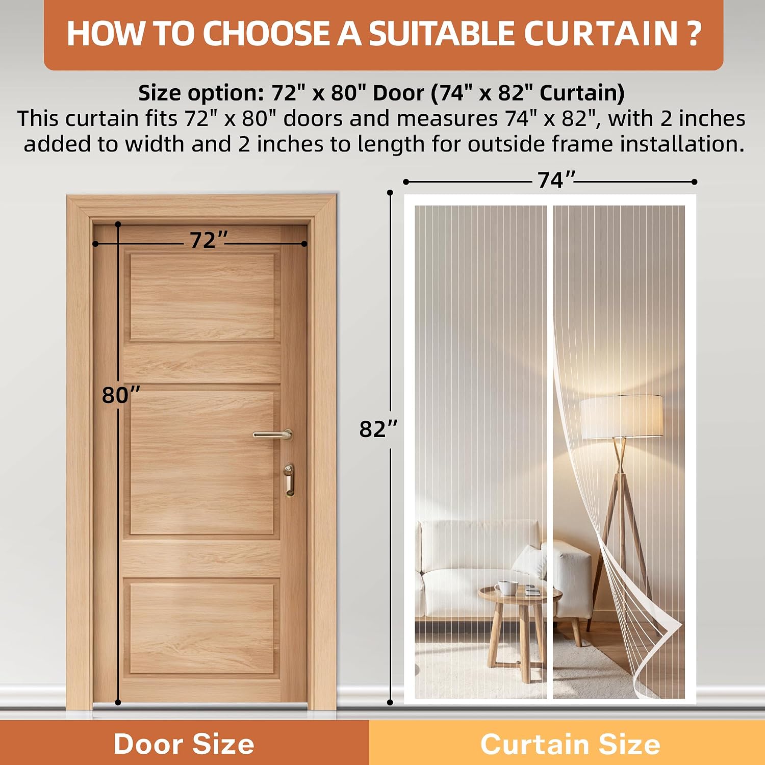 Detalle 2 de METAONLY Magnetic Screen Door, 74" x 82" White Polyester Mesh for 72" x 80" Doors