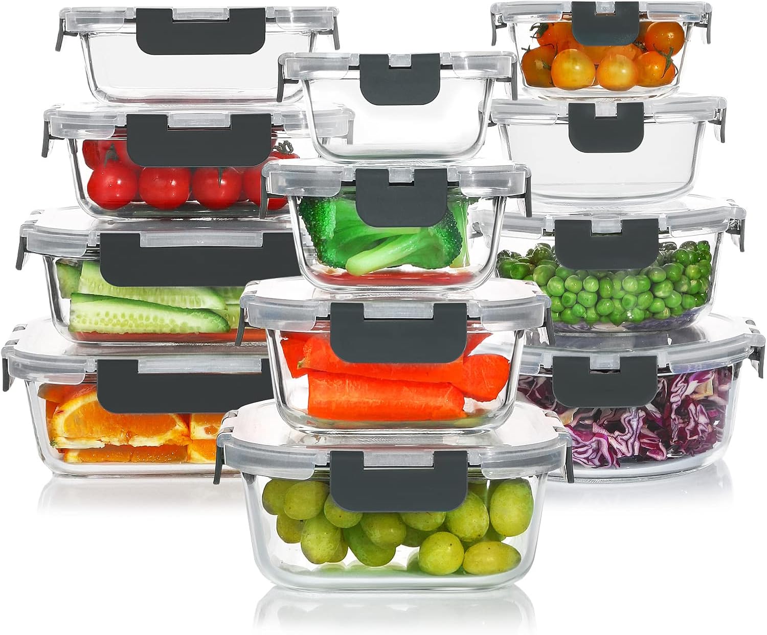 Detalle de KOMUEE 24-Piece Glass Food Storage Set ๐ฝ
