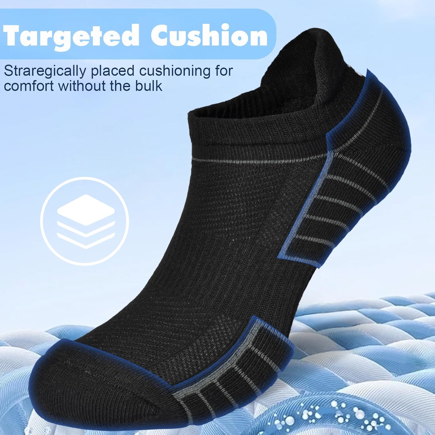 Thumbnail 2 de Cevapro 6 Paar Sneaker Socken (Unisex) – atmungsaktive Baumwoll-Sportssocken 35–50, schwarz/weiß