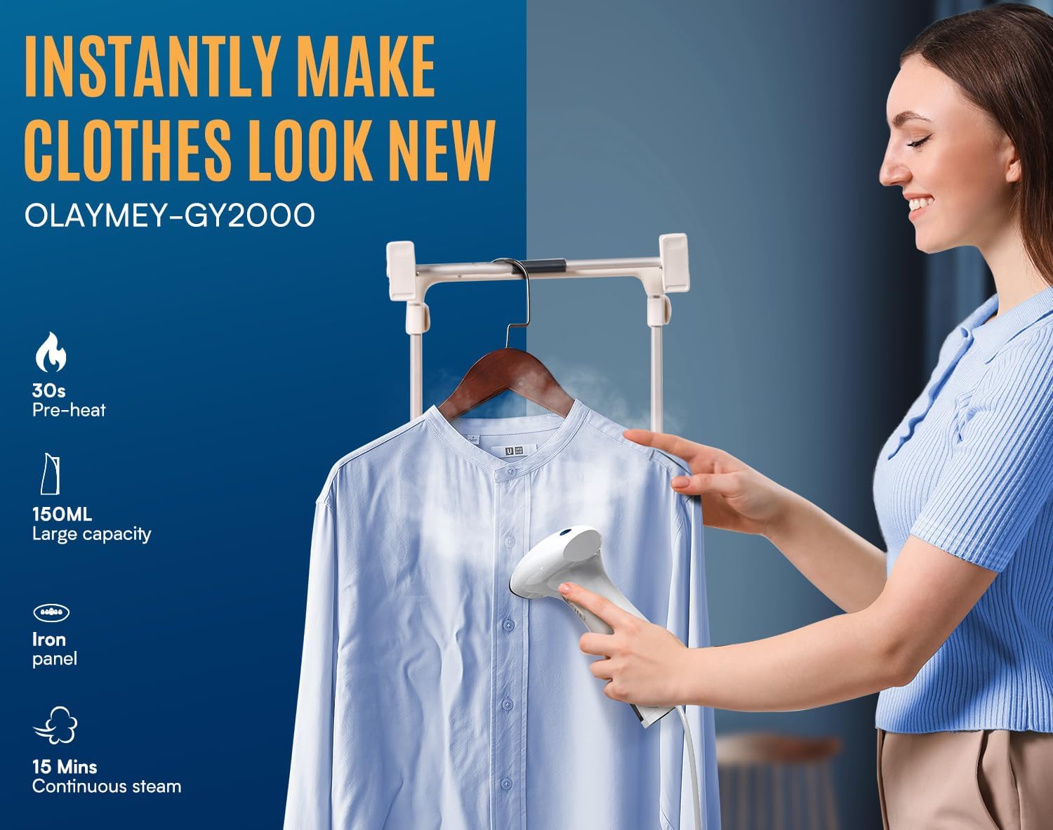 Detalle 2 de OLAYMEY GY2000 1600W handheld steamer
