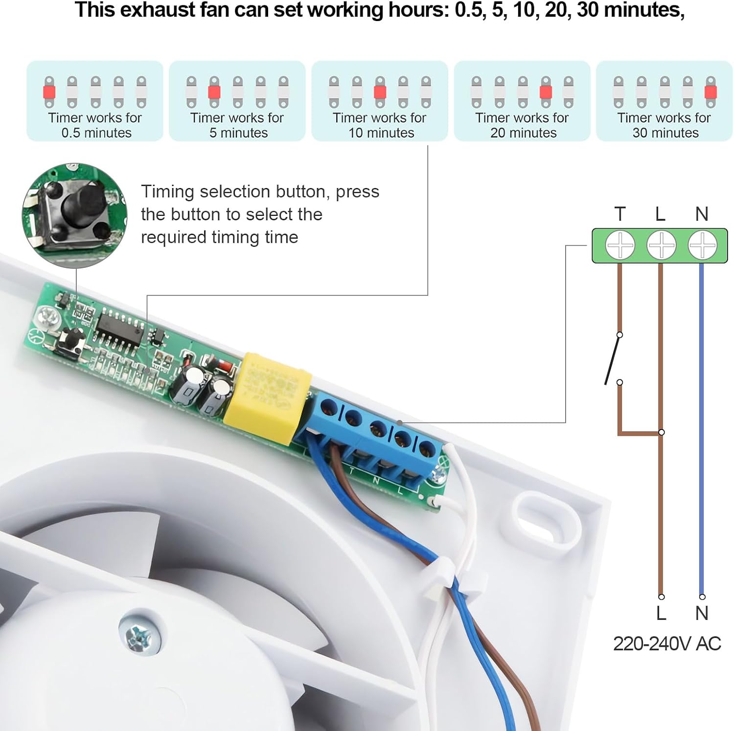 Detalle 2 de Anesty 4” bathroom extractor fan