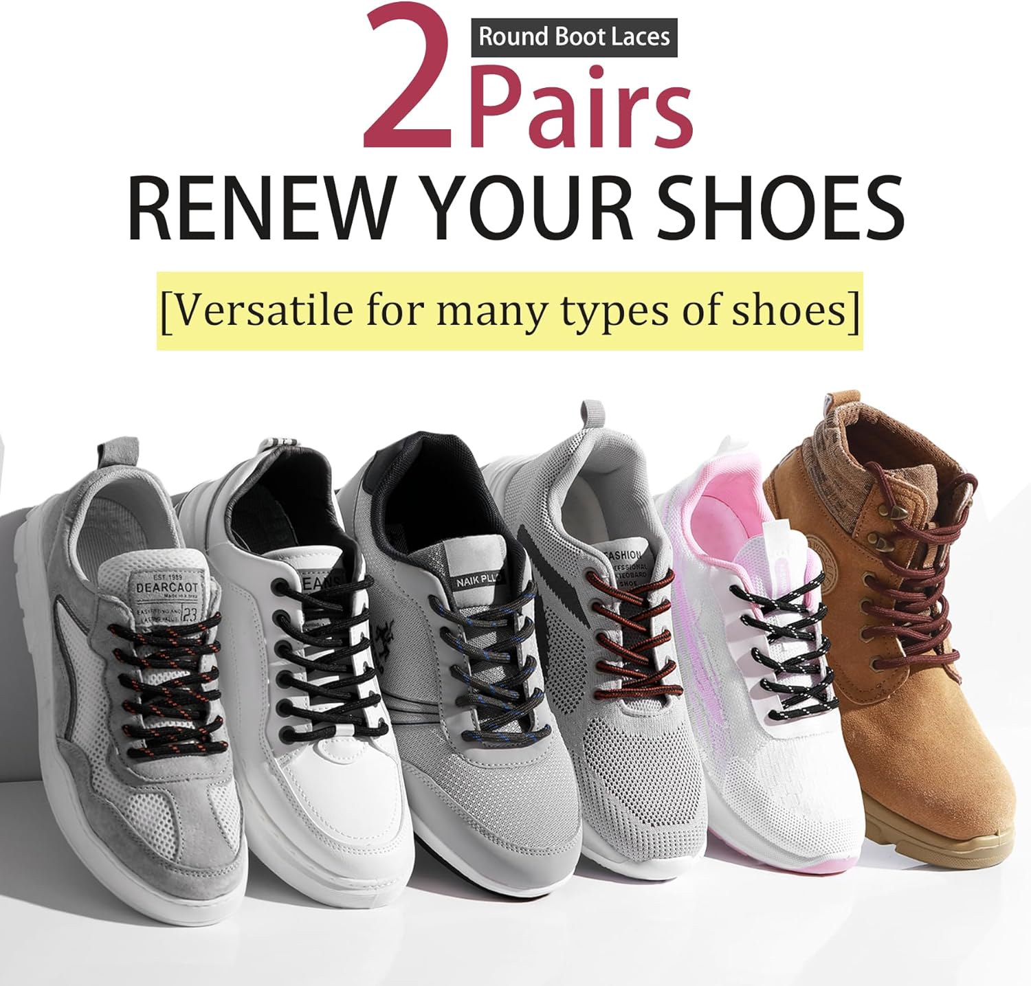 Thumbnail 3 de 7STROBBS 2 Pairs Strong Work Boot Laces (Heavy-Duty Round Shoelaces) – Thick Replacement Cord