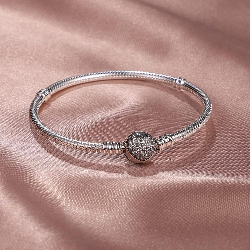 Thumbnail 1 de TINSLO Damen Armband 925 Sterling Silber – Schlangen-Gliederkette mit Herzverschluss, Pandora-kompatibel