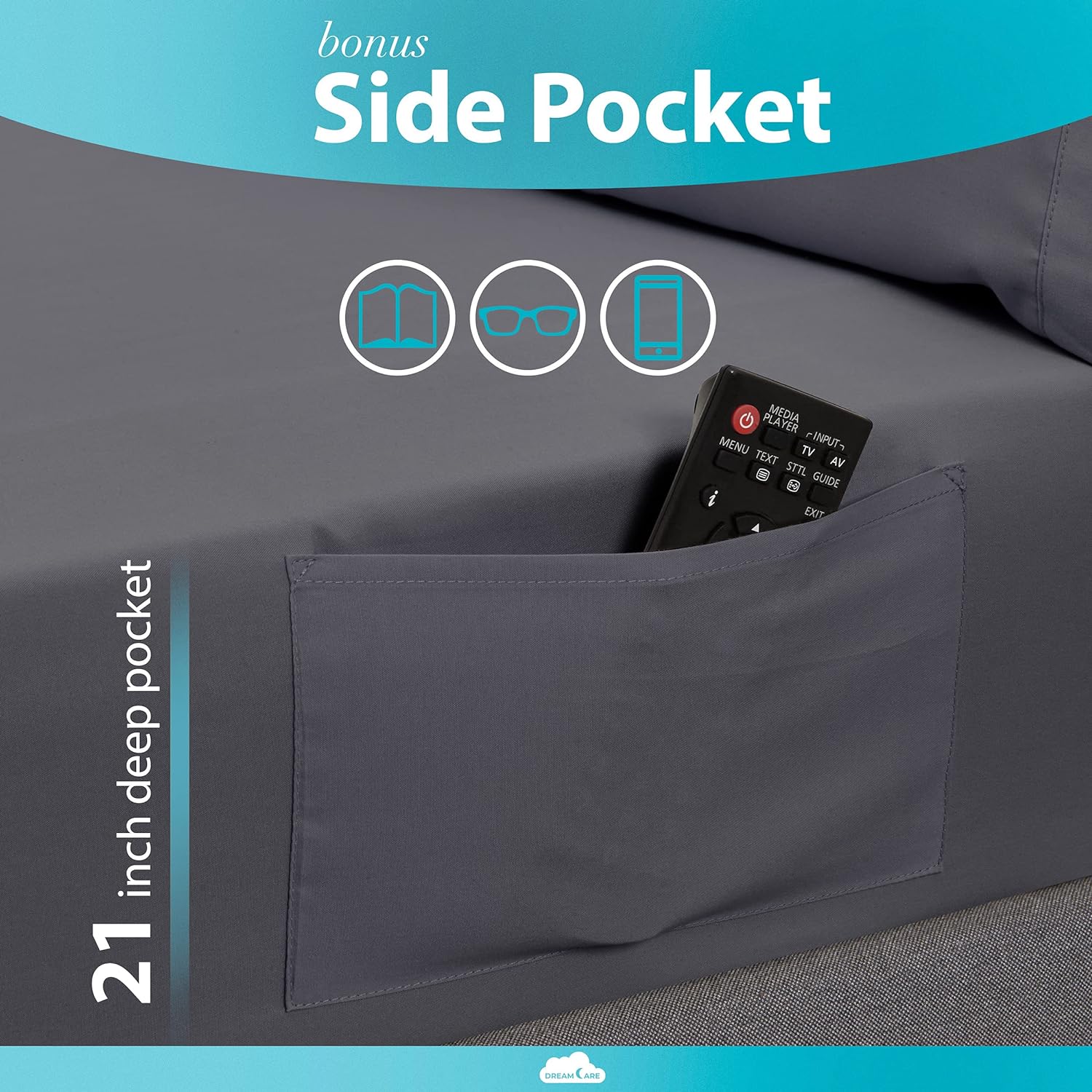 Detalle de DREAMCARE King Size 6‑Piece Sheets Set 21