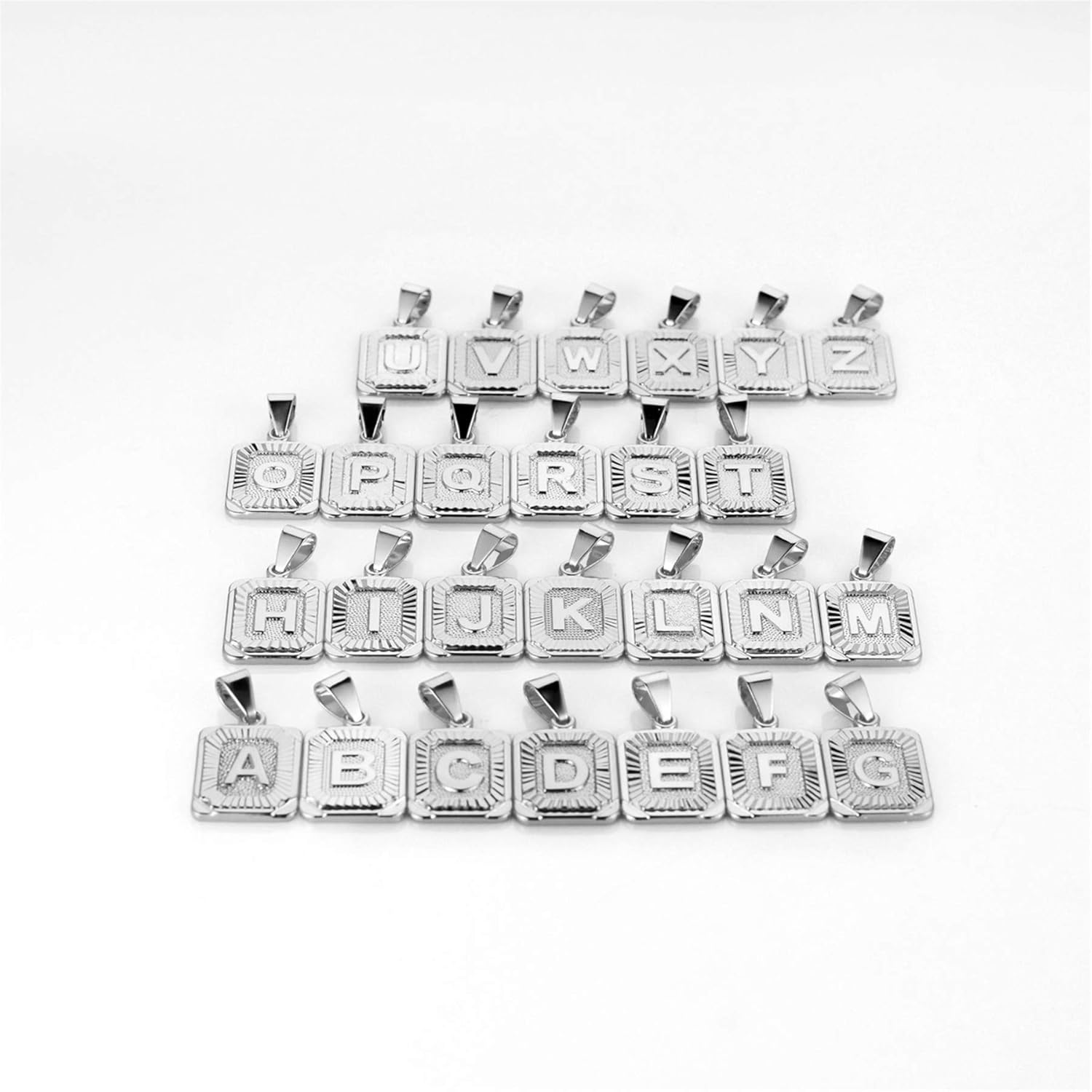 Thumbnail 3 de OIDEA Buchstabenkette A–Z aus Edelstahl mit rechteckigem Anhänger – Silber/Gold, Unisex