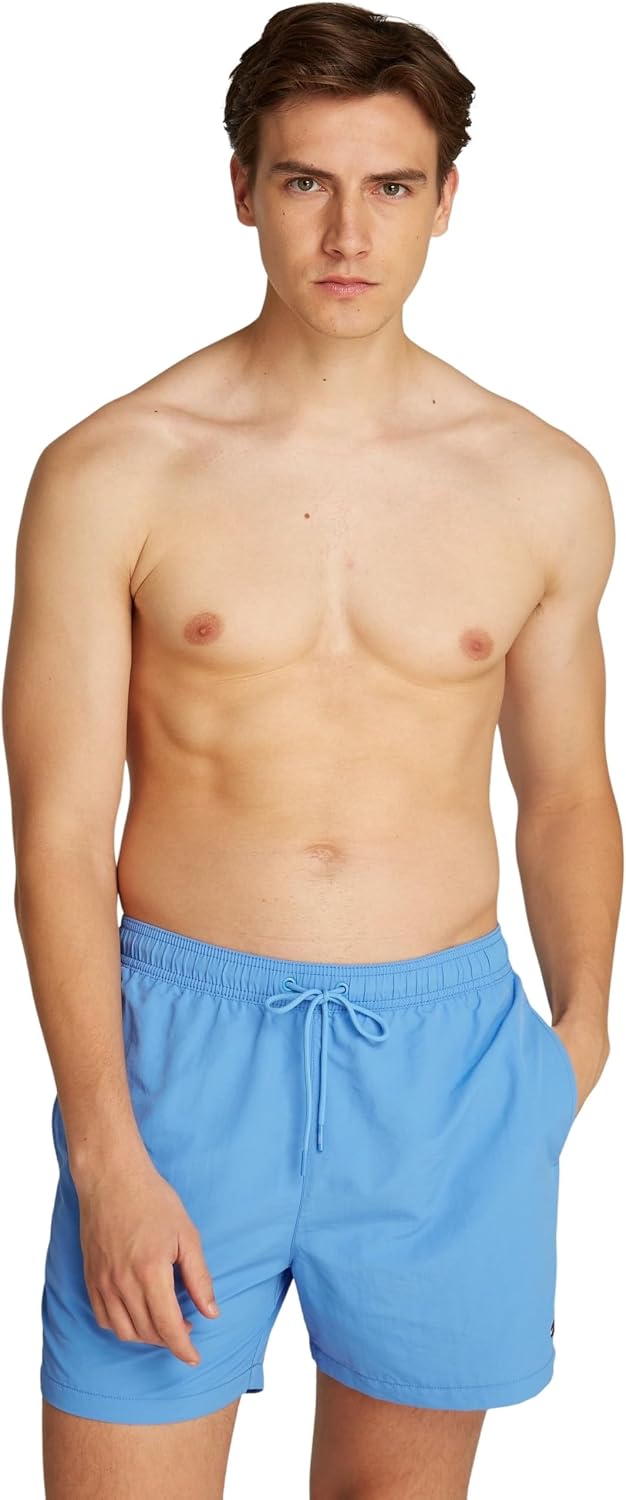 Detalle de Tommy Hilfiger Herren Badeshorts Medium Drawstring mit Logo – zeitloser Komfort am Strand