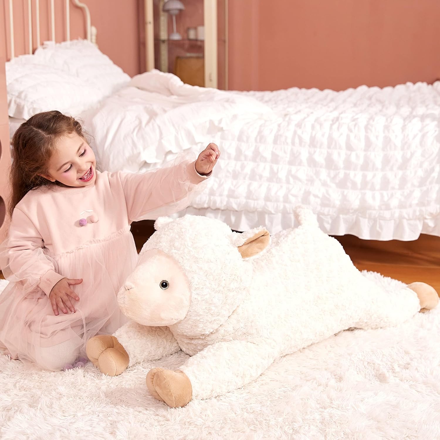 Detalle de IKASA Großes Schaf-Kuscheltier 78 cm – riesiges Plüschtier (weiß)